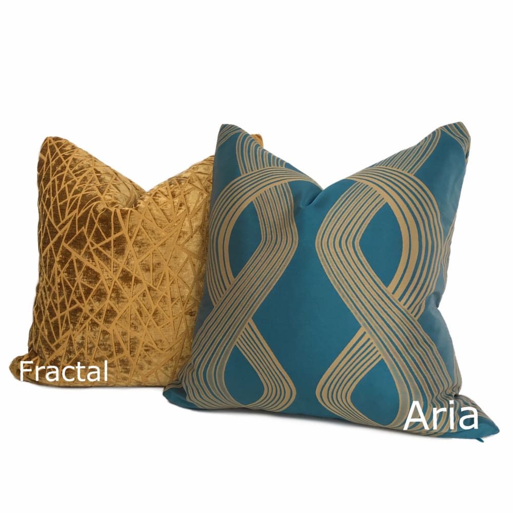 Modern Ribbon Twist Pillow Cover - Aria Teal Green Tan Decorative Throw Pillow Case for Sofa, Bed, Couch & Home Decor
