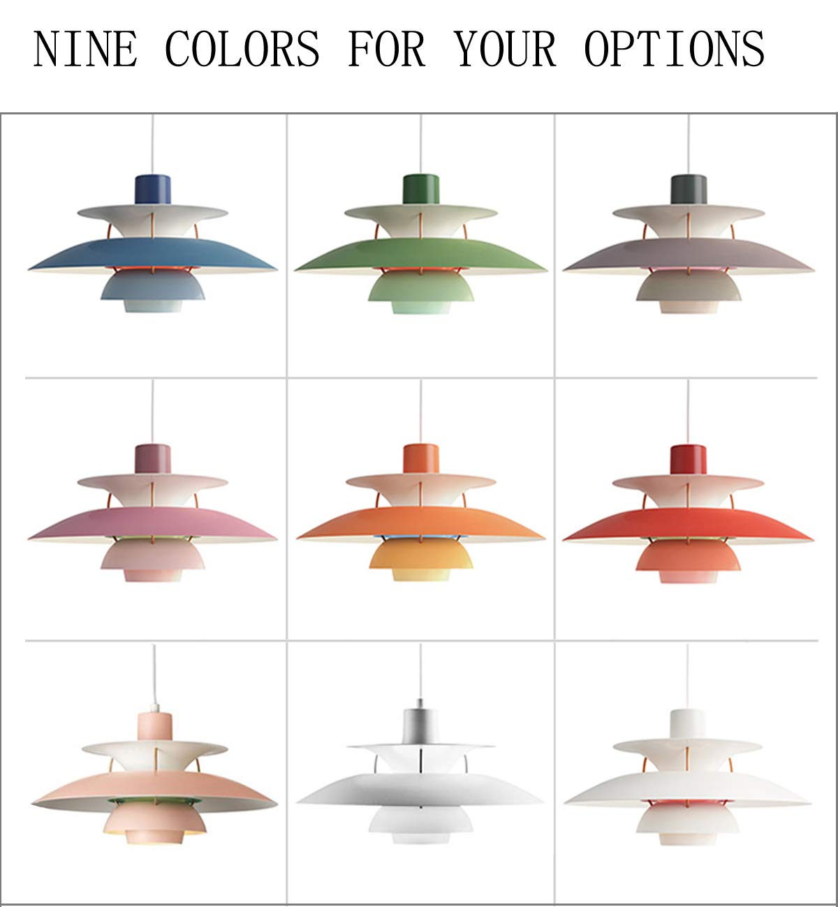 Kiven Plug-in Chandelier - Modern Green Aluminum Pendant Light with 15ft Cord & Dimmable Switch, No Bulb Included - Perfect for Dining Room, Bedroom, or Kitchen Lighting Decor