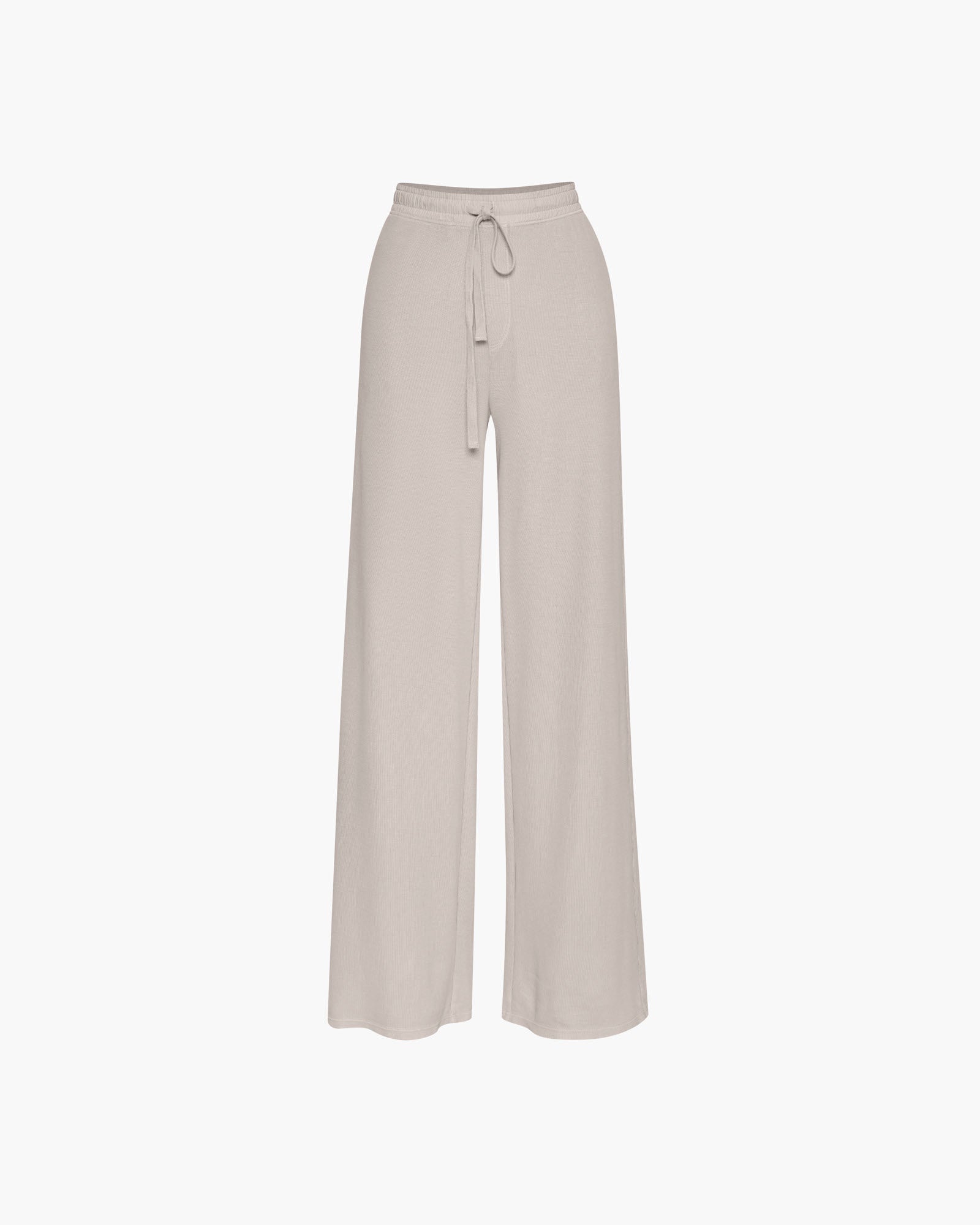 Stylish Pique Mixed Media Wide Leg Pants for Women - Sandy Beige | Comfortable & Trendy High Waist Lounge Pants for Casual Wear, Yoga, and Travel