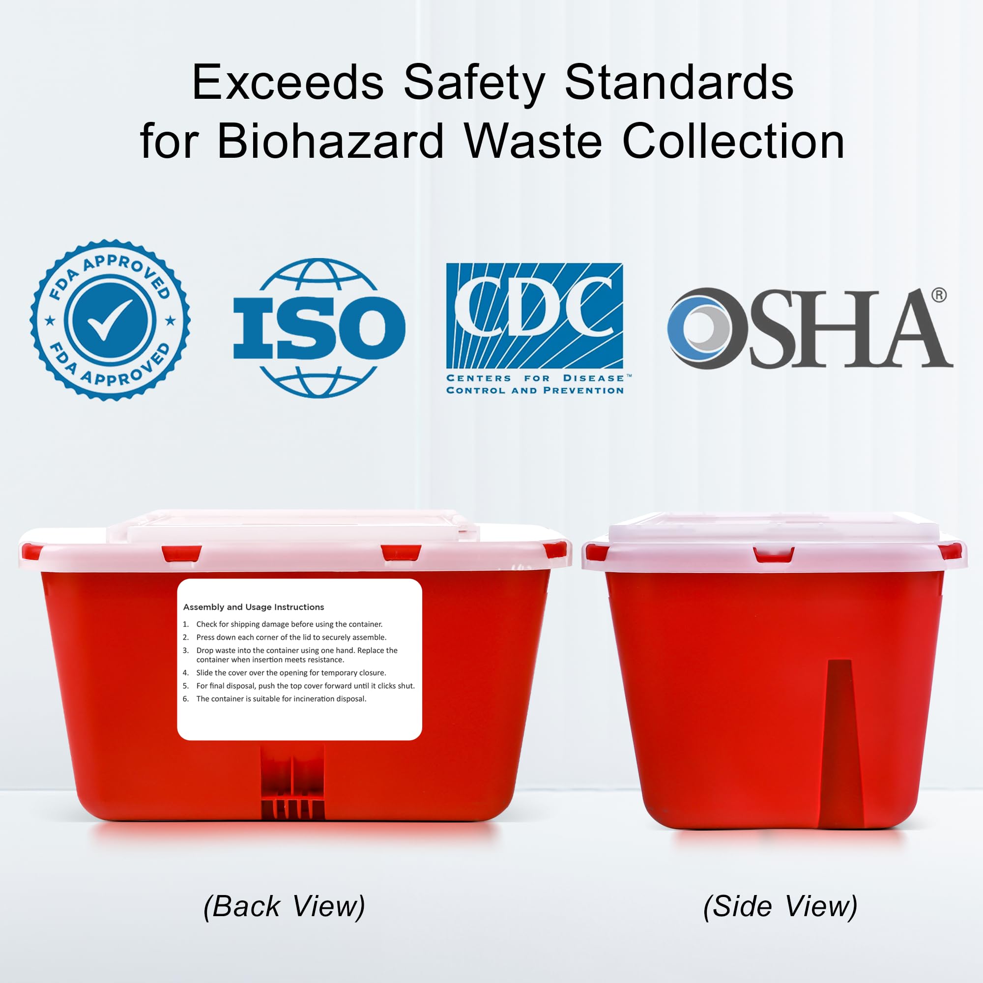 Large Sharps Container for Home & Lab Use - 1 Gallon Portable Needle Disposal Bin - Travel Size Biohazard Waste Container (Pack of 1) | Safe for Diabetic Supplies, Medical Waste & Tattoo Needles