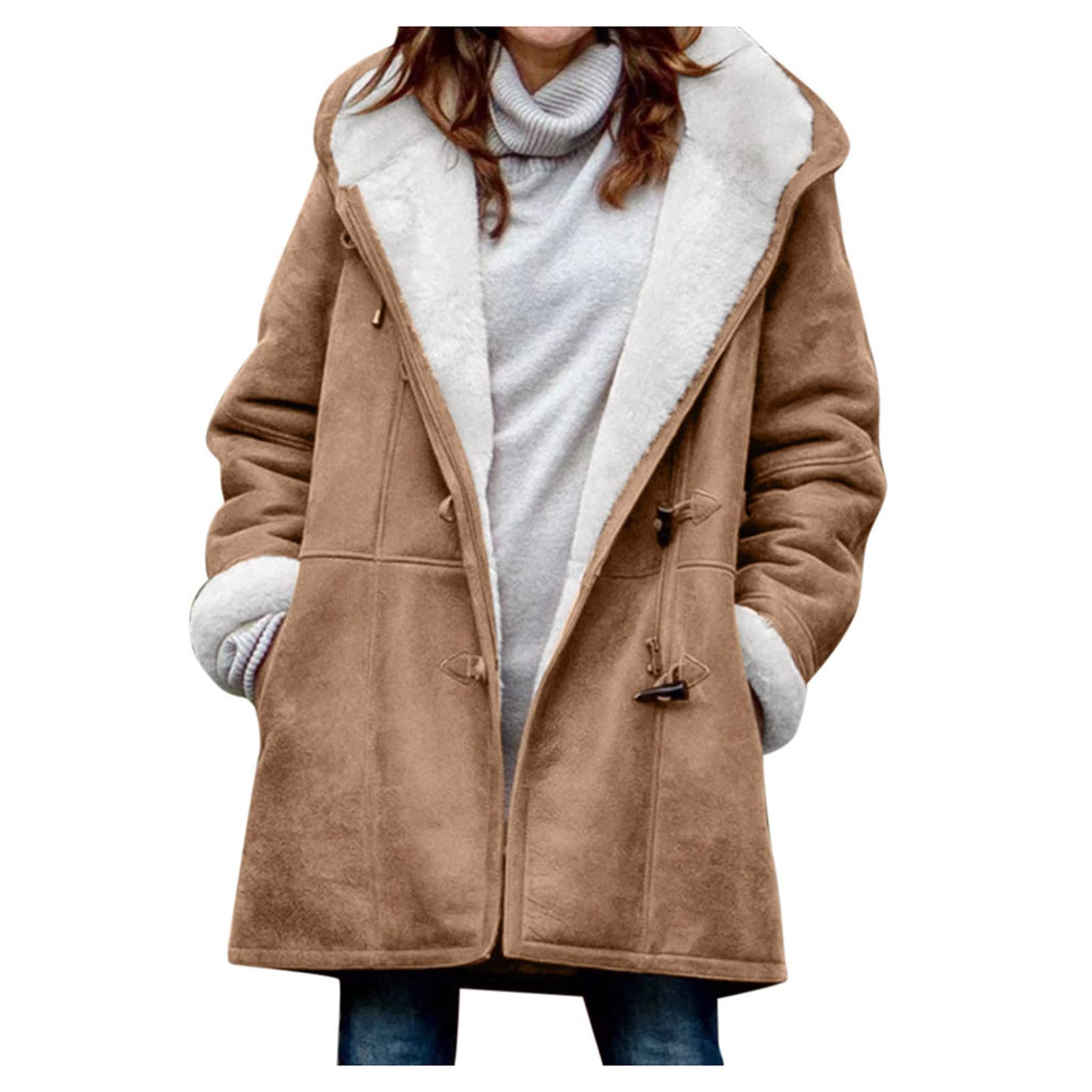 Women's Winter Coats & Jackets - Warm Faux Fur Hooded Long Sleeve Outerwear | Winter Clothing Sale | Perfect for Cold Weather & Outdoor Activities