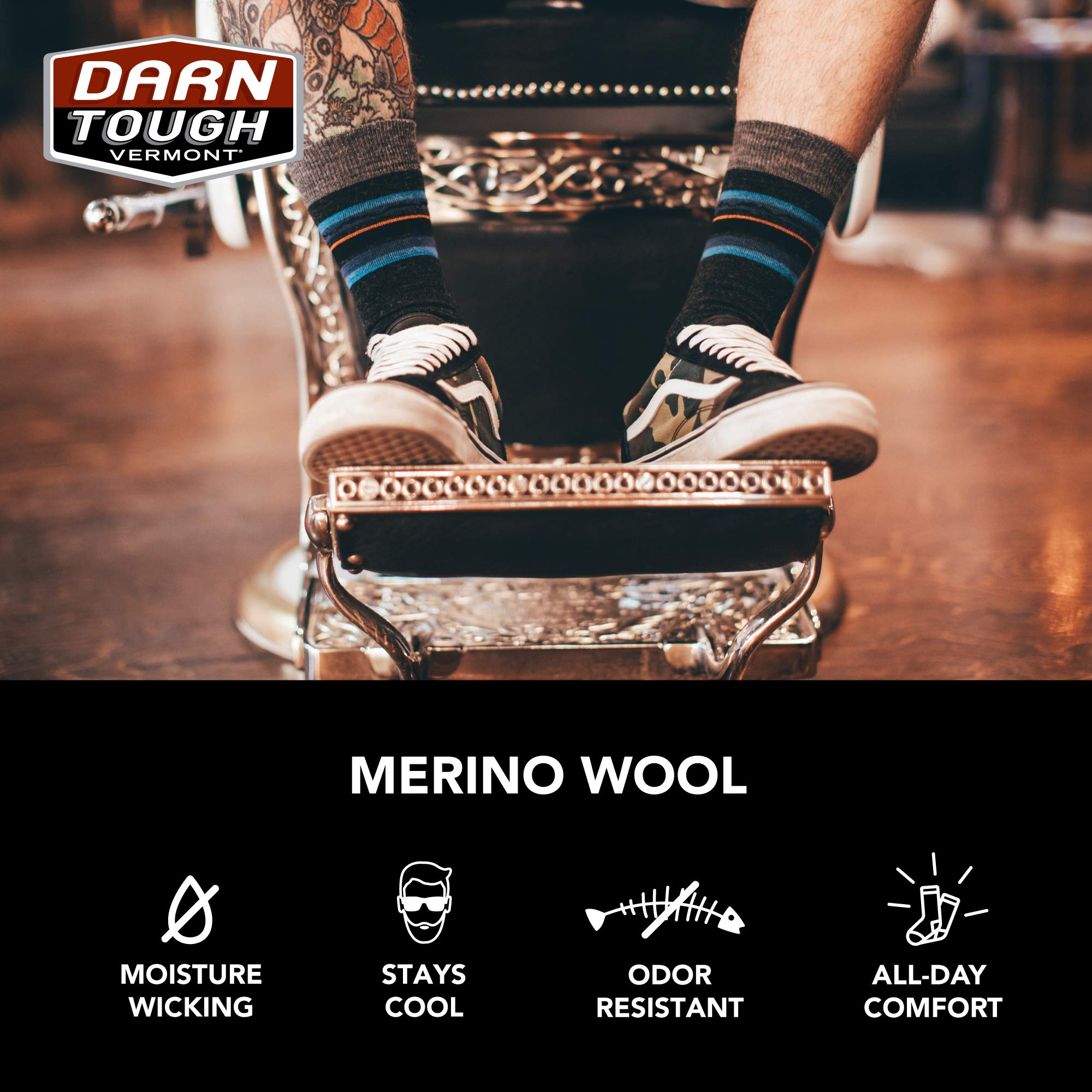 DARN TOUGH (6067) Mesa Crew Lightweight Men's Sock - Charcoal, X-Large - Breathable Hiking & Everyday Wear Socks for Outdoor Activities & Casual Use