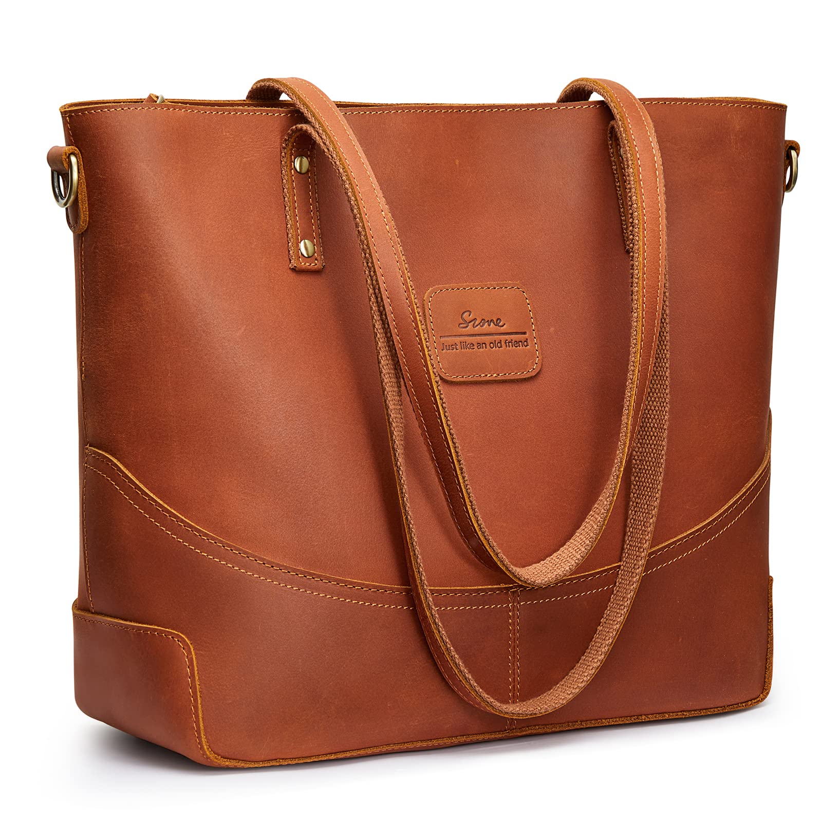 Genuine Leather Tote Bag for Women - Large Crossbody Shoulder Work Purse - Stylish Handbag for Office, Travel & Everyday Use