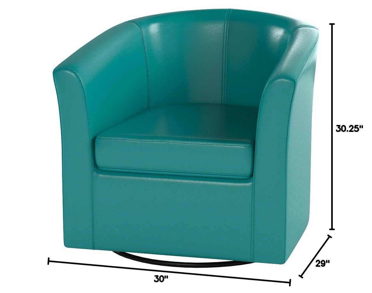 GDFStudio Genuine Leather Swivel Club Chair - Turquoise Upholstered Living Room Accent Chair for Home Office, Lounge & Reading Nook