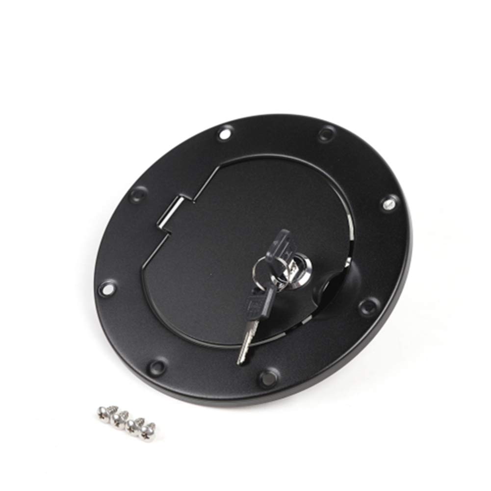 Locking Gas Cap Cover for Jeep Wrangler JK JKU 2007-2017 - Black Fuel Filler Tank Door Accessories (Fits Sport, Rubicon, Sahara Models) - Secure Anti-Theft Protection for Off-Road Adventures & Daily Commuting