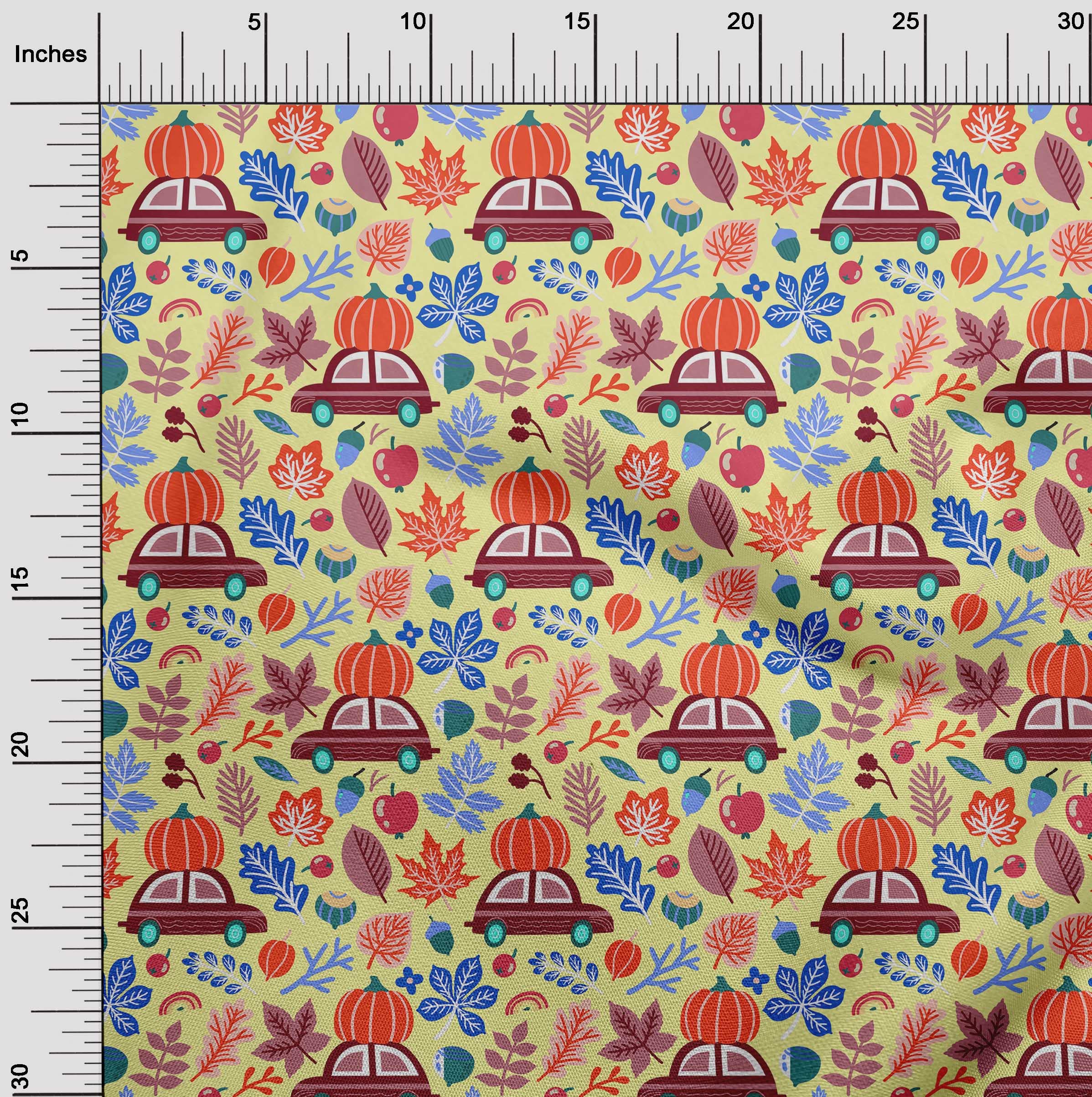 Premium 100% Cotton Poplin Twill Fabric - Yellow Print for Kids Clothing & Quilting - 56 Inch Wide by The Yard - Perfect for Autumn/Winter Sewing Projects, DIY Crafts & Home Decor
