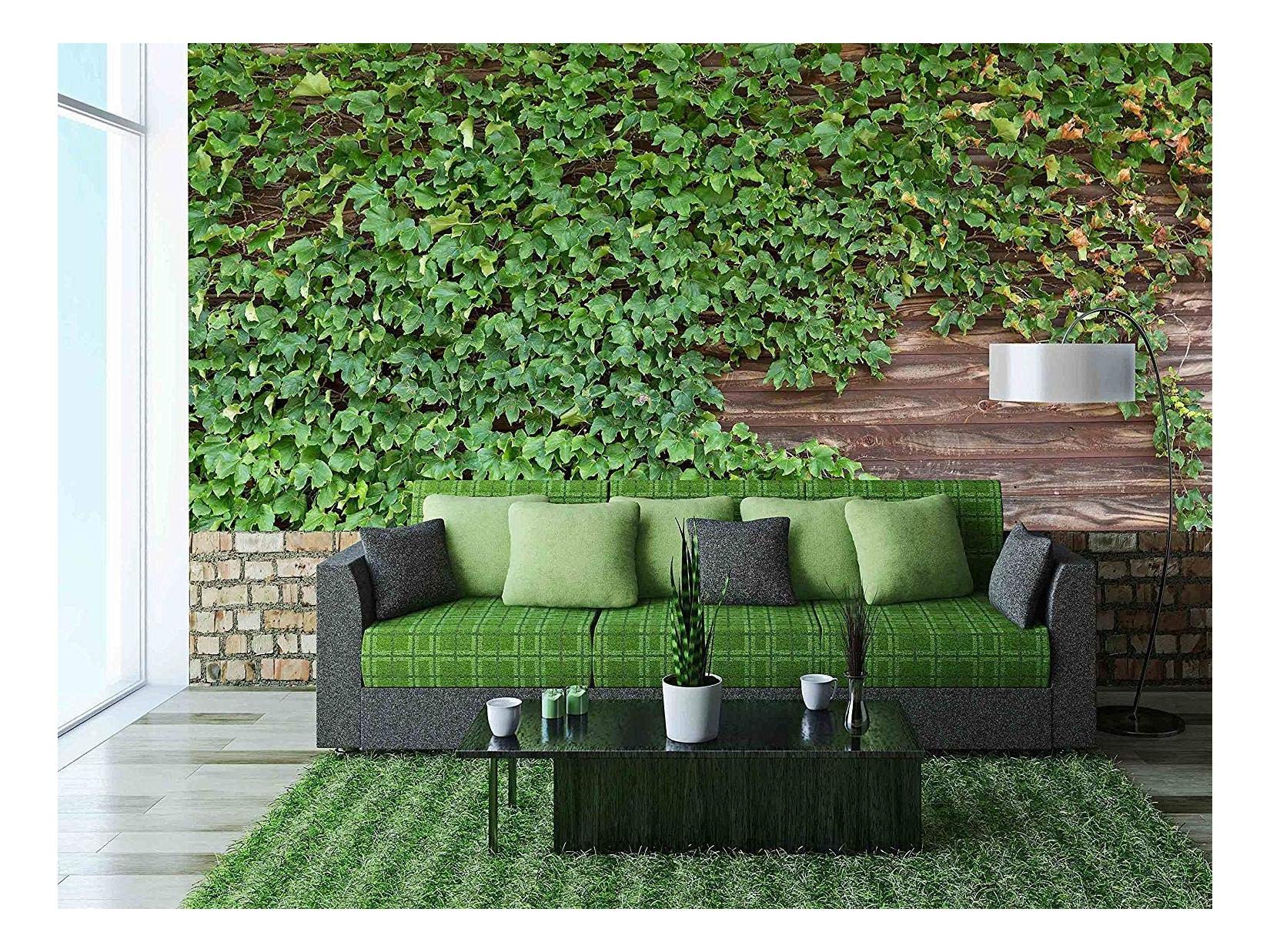 Old Brick Wall Covered in Ivy Canvas Art Print - 100