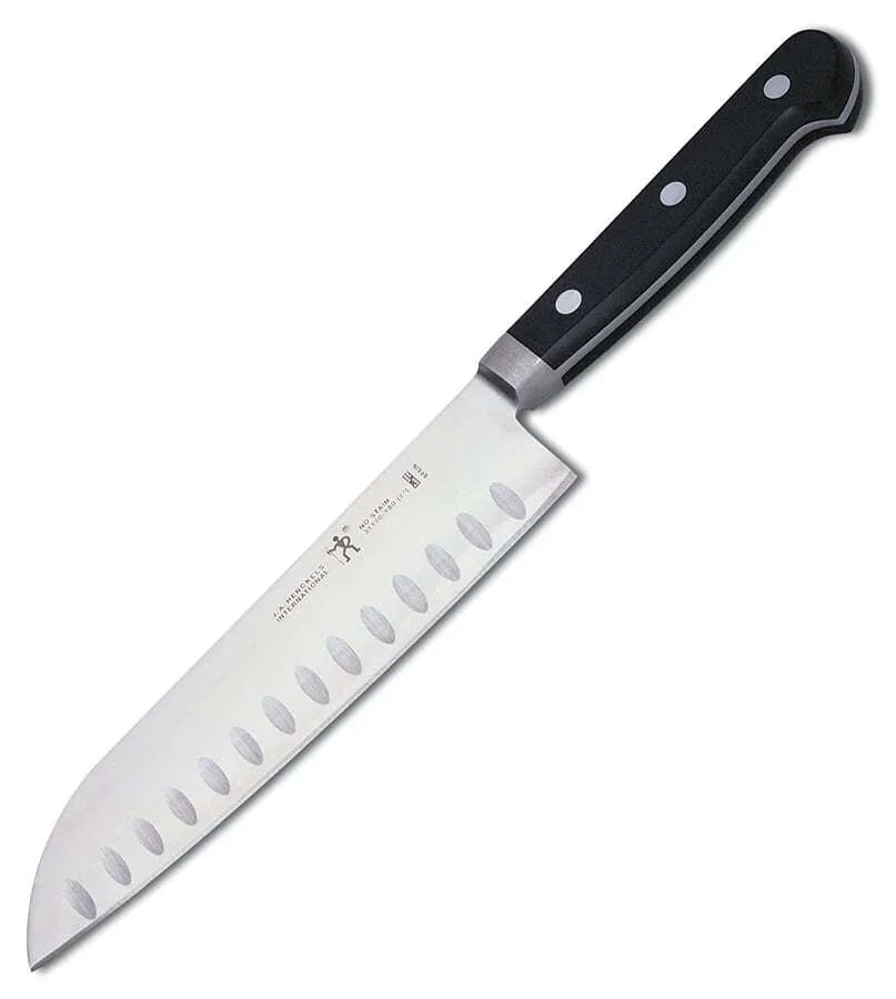 Henckels 7-Inch Santoku Knife with Hollow Edge - Perfect for Slicing, Dicing & Mincing Vegetables, Meat & Fish