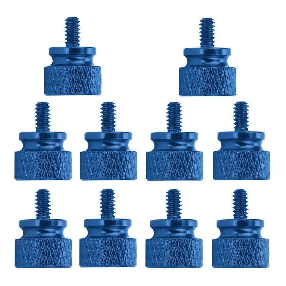 10-Pack Sky Blue Anodized Aluminum Thumbscrews (6-32 Thread) for PC Case, Power Supply, PCI Slots & HDD - DIY Computer Modding & Aesthetic Upgrade - Perfect for Gaming Rigs & Custom PC Builds