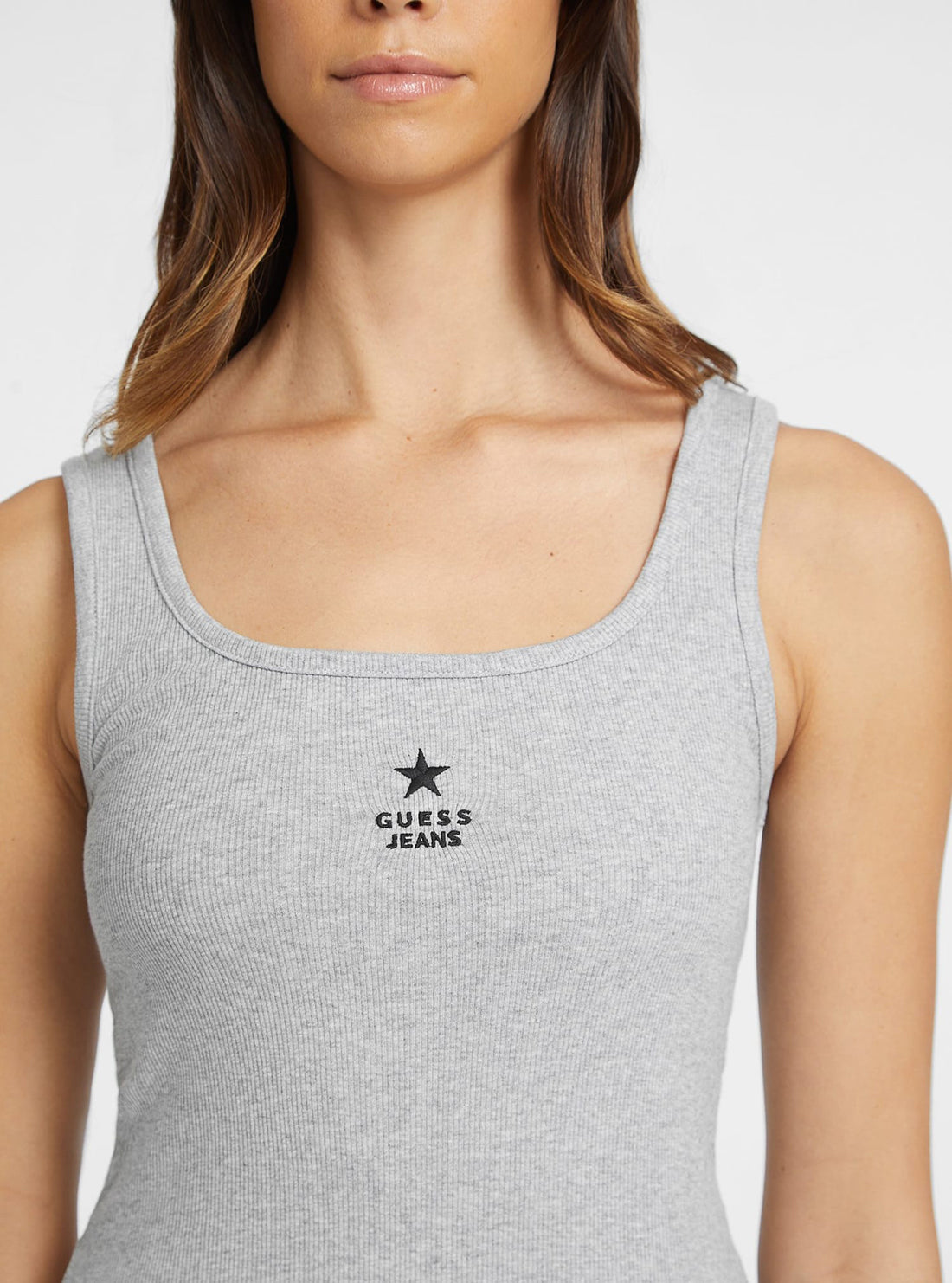 Guess Women's Grey Slim Fit Tank Top - Casual Summer Wear for Outfits & Layering