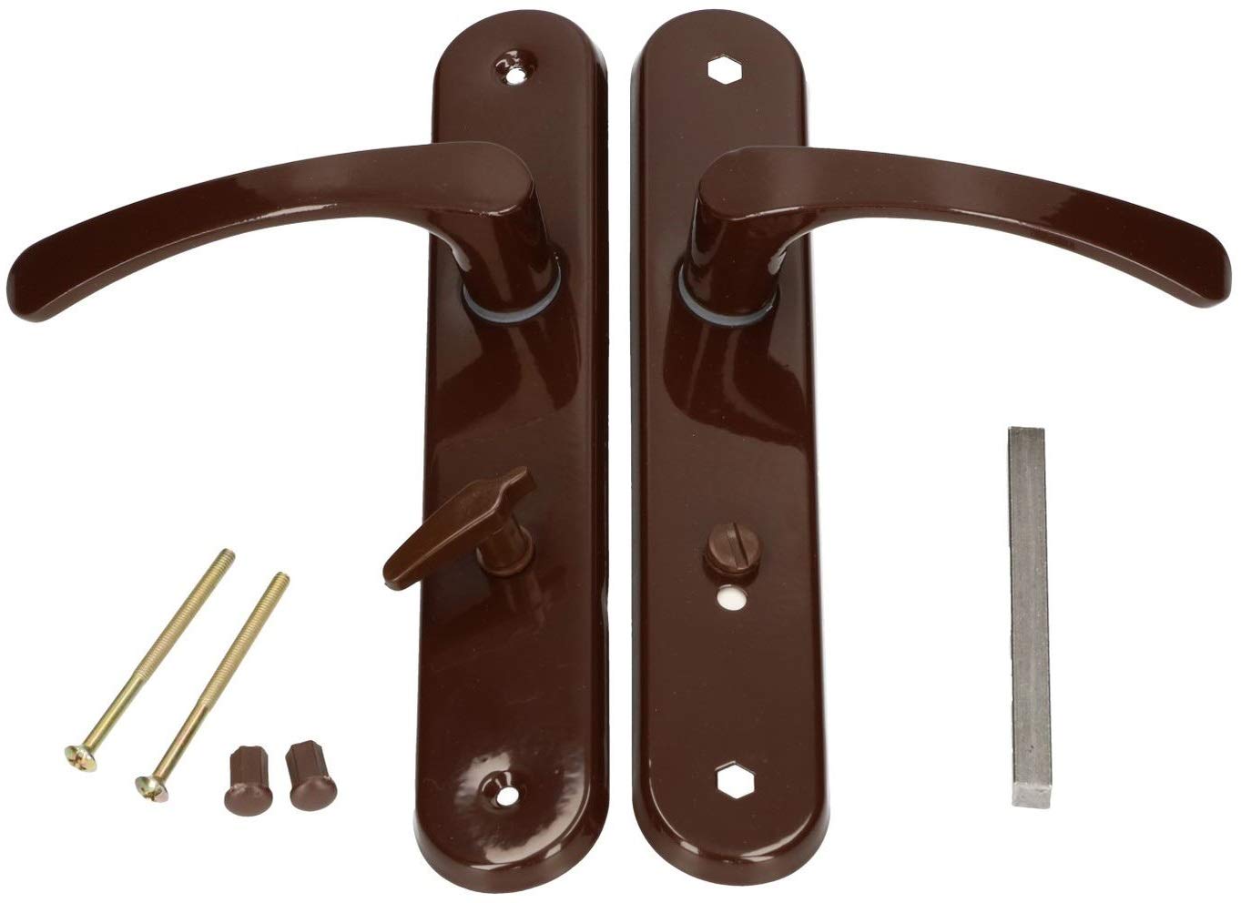 KOTARBAU® 72mm Left Right WC Brown Aluminum Door Handle Set - Long Plate Toilet & Room Door Fitting for Bathroom, Restroom, and Home Interior Upgrade