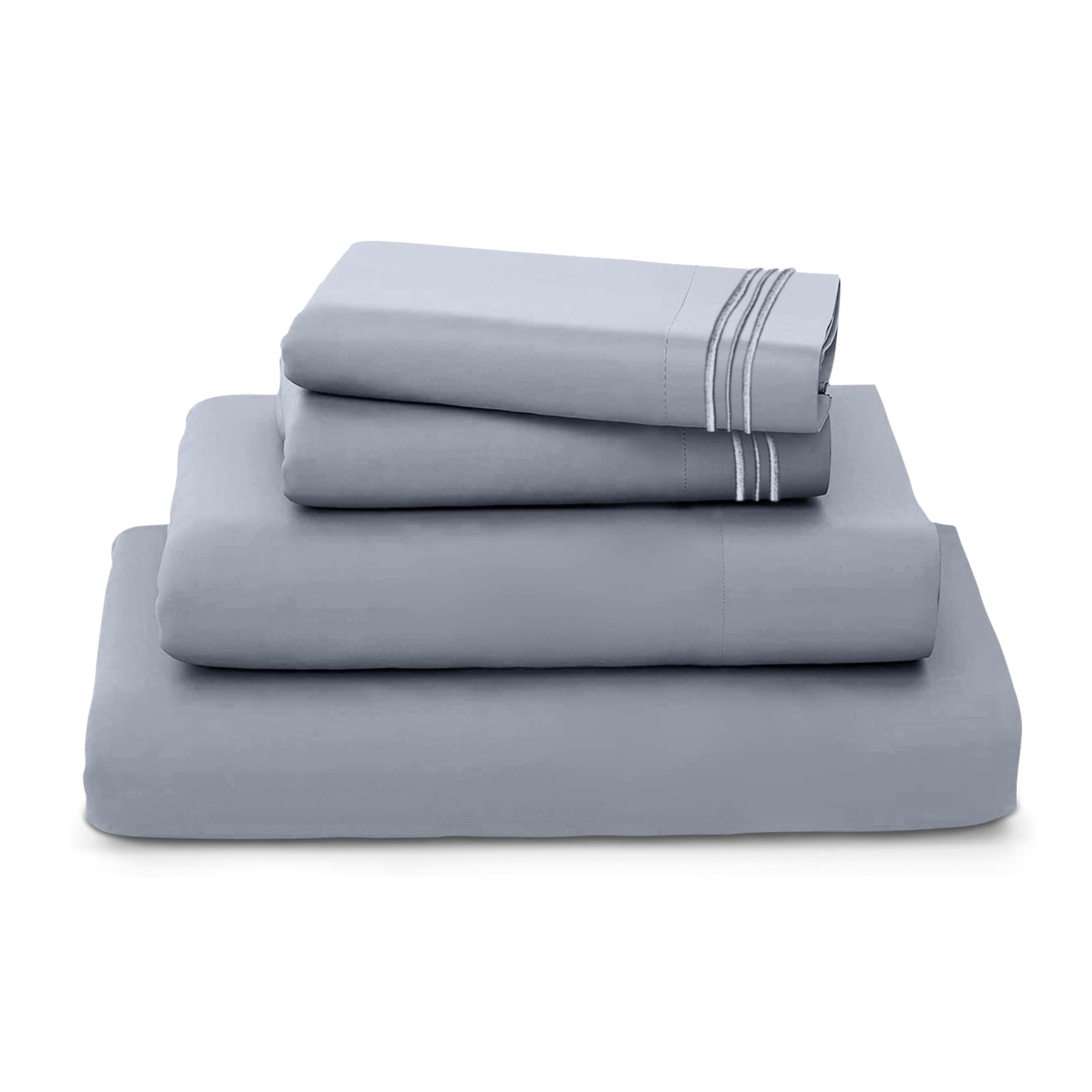 REDKEY Queen Size Bed Sheets Set - 4 Piece Deep Pocket Sheets & Pillowcases, Breathable Wrinkle Resistant Polyester (Queen, Lavender) - Perfect for Guest Rooms, Dorms & Cozy Bedroom Retreats