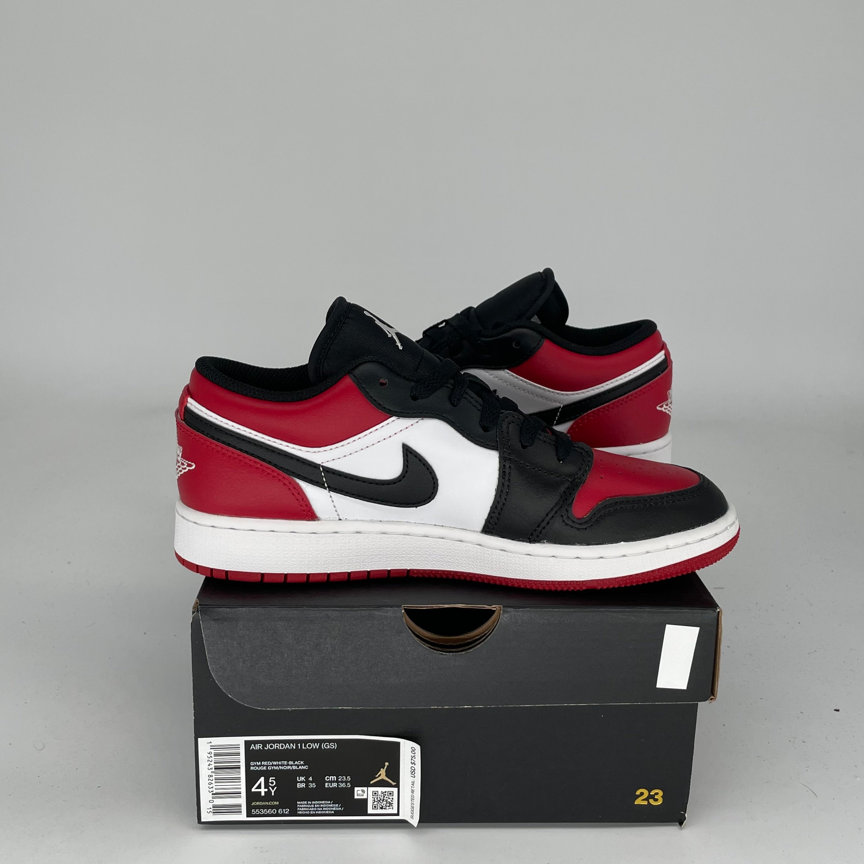 Original Air Jordan 1 Retro High OG 'Bred Toe' Basketball Shoes - Size 4.5Y (553560-612) - Perfect for Streetwear, Sneaker Collecting & Casual Outfits