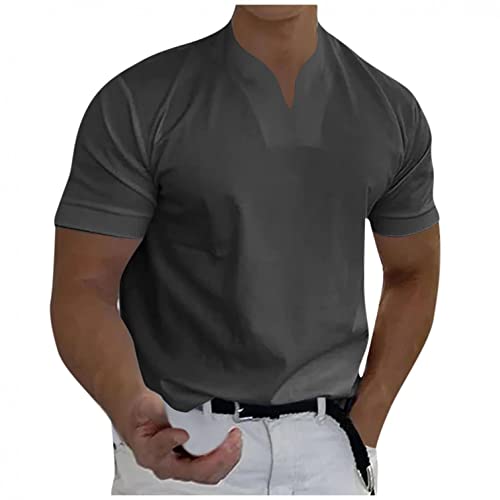 Men's Slim Fit Short Sleeve Dress Shirts - Business Casual Henley T-Shirts for Work & Gym | Perfect for Office Wear, Summer Outfits & Fitness Activities
