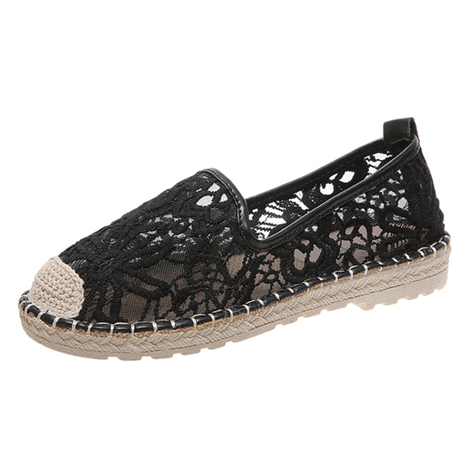 Women's Walking Shoes - Comfortable Flat Loafers with Fashionable Lace Flower Embroidery | Breathable Mesh Slip-On Casual Sneakers for Everyday Wear, Travel & Outdoor Activities