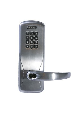 Schlage CO-100 Series Electronic Keypad Door Lock - Standalone Smart Lock with SFIC Cylinder, Sparta Lever & Satin Chrome Finish | Secure Classrooms, Storage Rooms & Offices (Best Electronic Keyless Entry System)