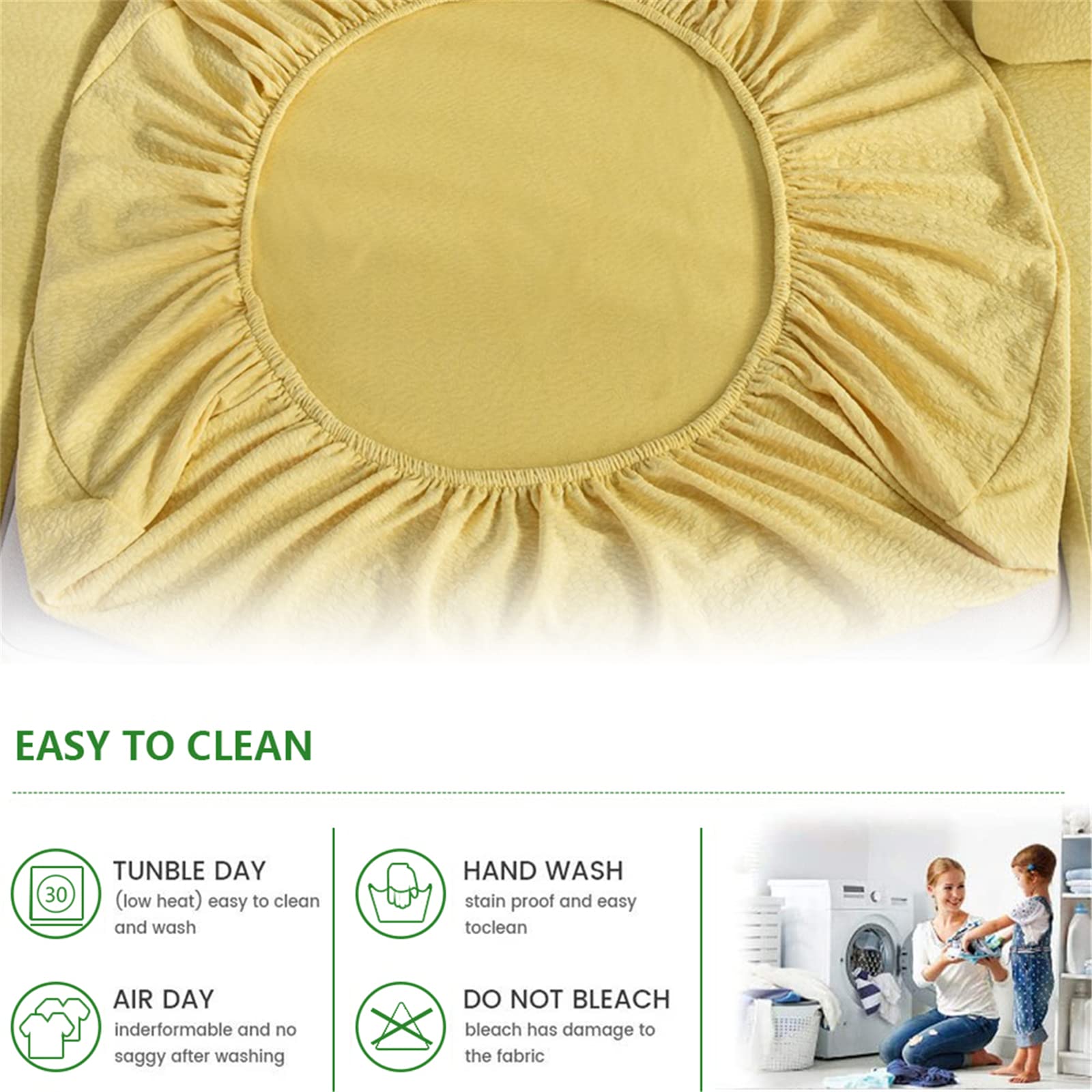 Stretch Waterproof Sofa Cushion Covers - High Elastic Fabric Slipcovers for Couches & Chairs (Goose Yellow, Chaise Seat) - Perfect for Living Room, Office & Pet-Friendly Homes