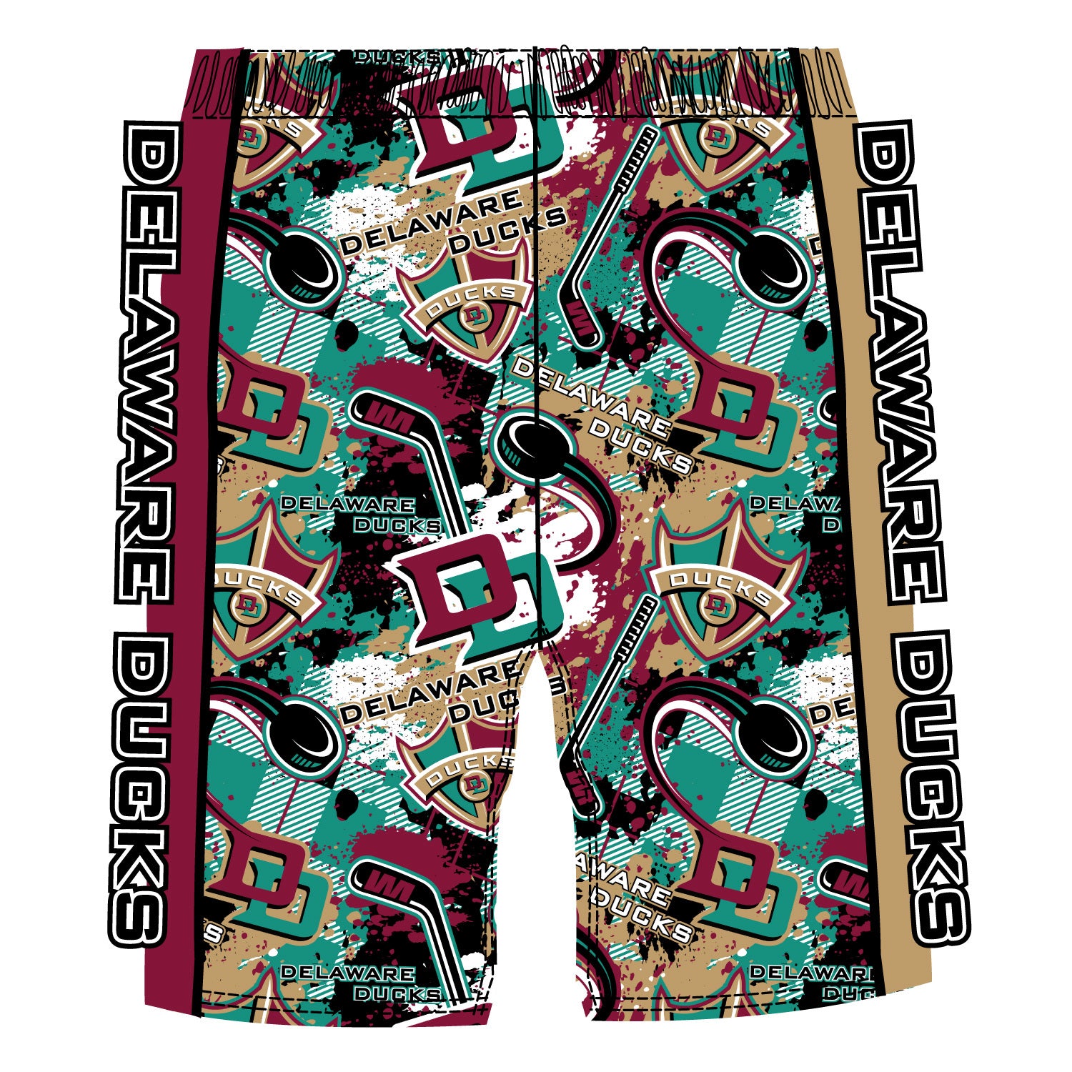 Delaware Ducks Hockey Shorts for Boys & Men - Comfortable & Breathable Sports Shorts for Hockey, Gym, and Casual Wear