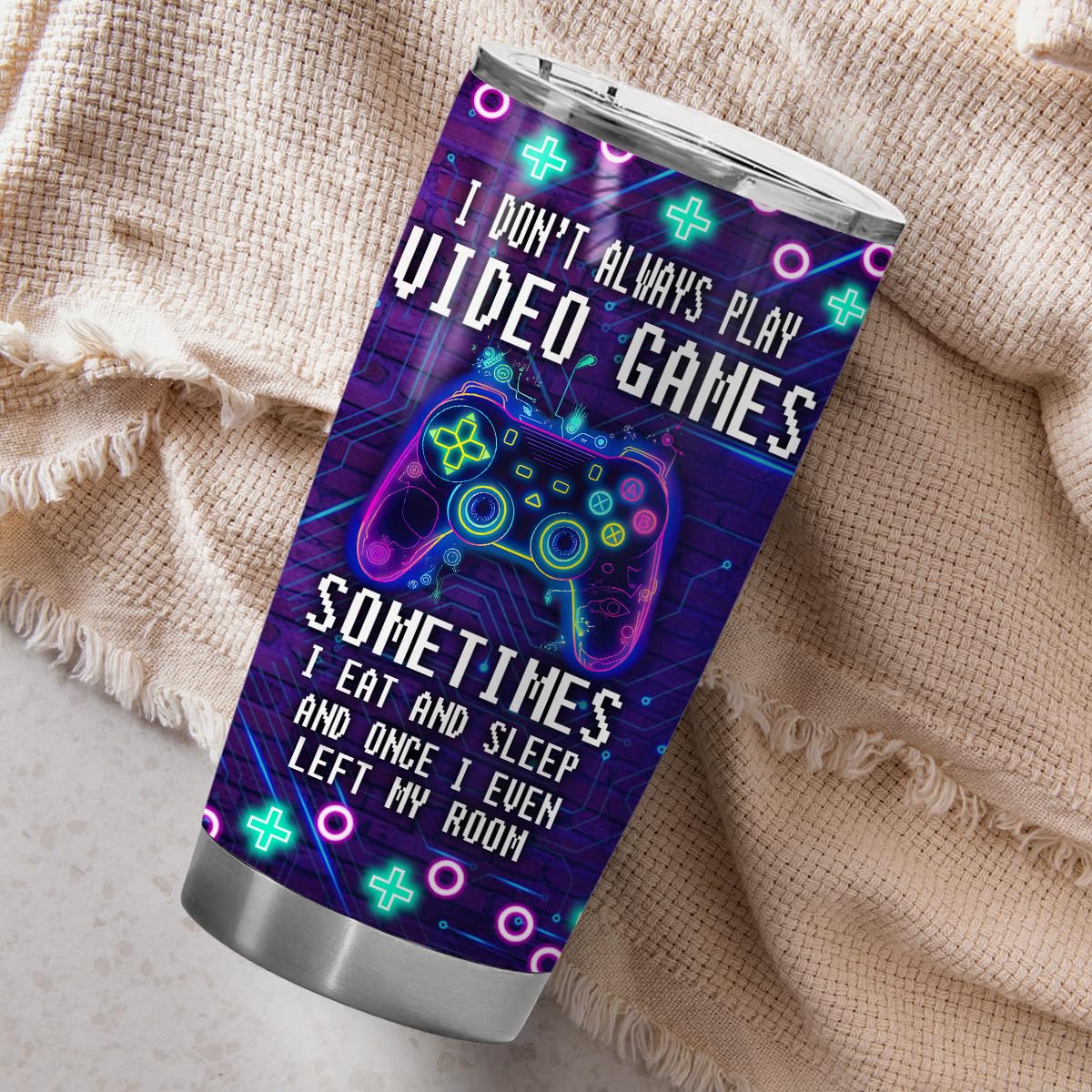 20oz Video Game Themed Tumbler - Insulated Gaming Mug for Men & Teen Boys - Perfect Gamer Gift for Boyfriend, Birthday & Christmas - Great for Coffee, Tea & Gaming Sessions