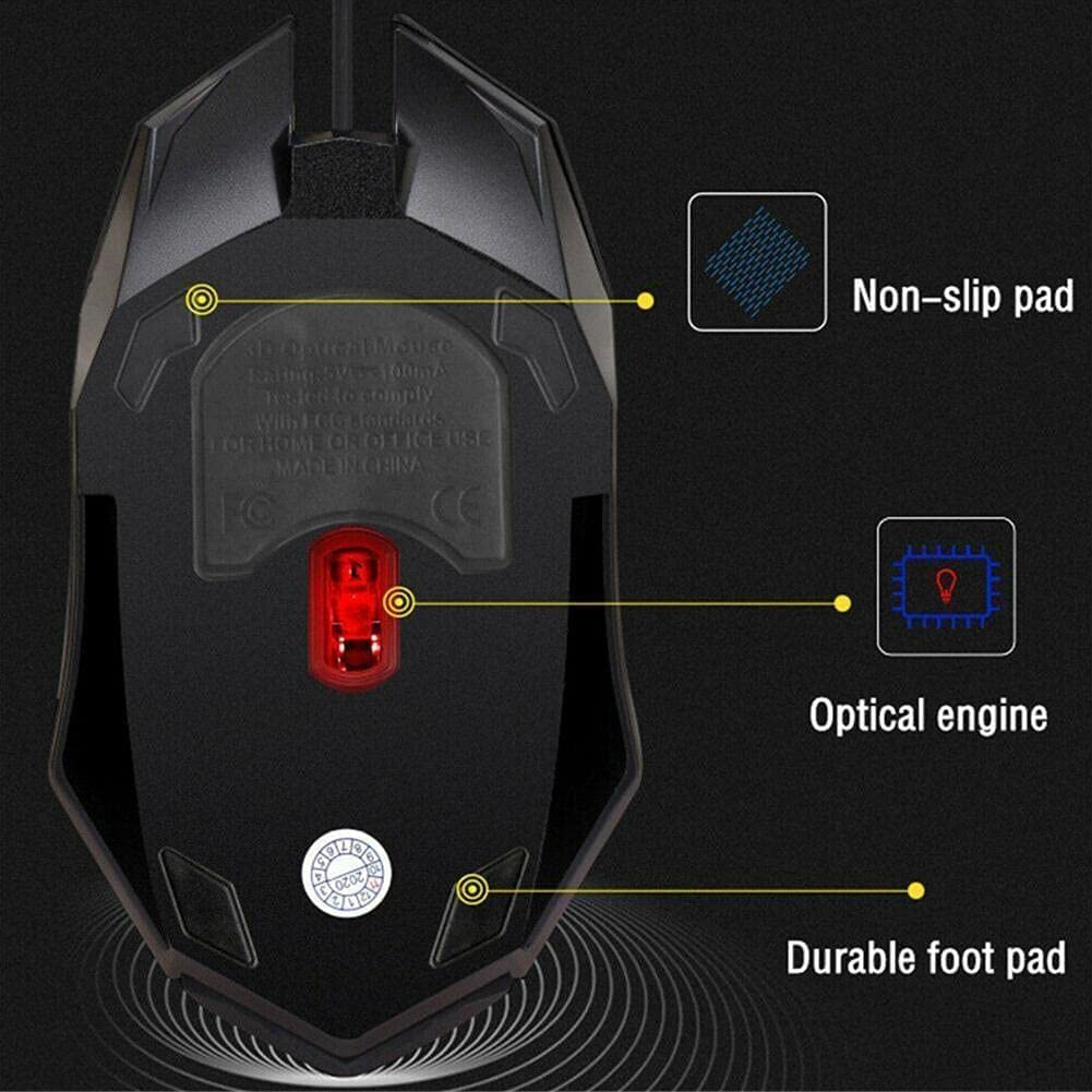 USB Wired Gaming Mouse 5500 DPI - 7 Programmable Buttons, LED Backlit, Ergonomic Design for PC & Laptop - Perfect for FPS, MOBA & Esports Gaming