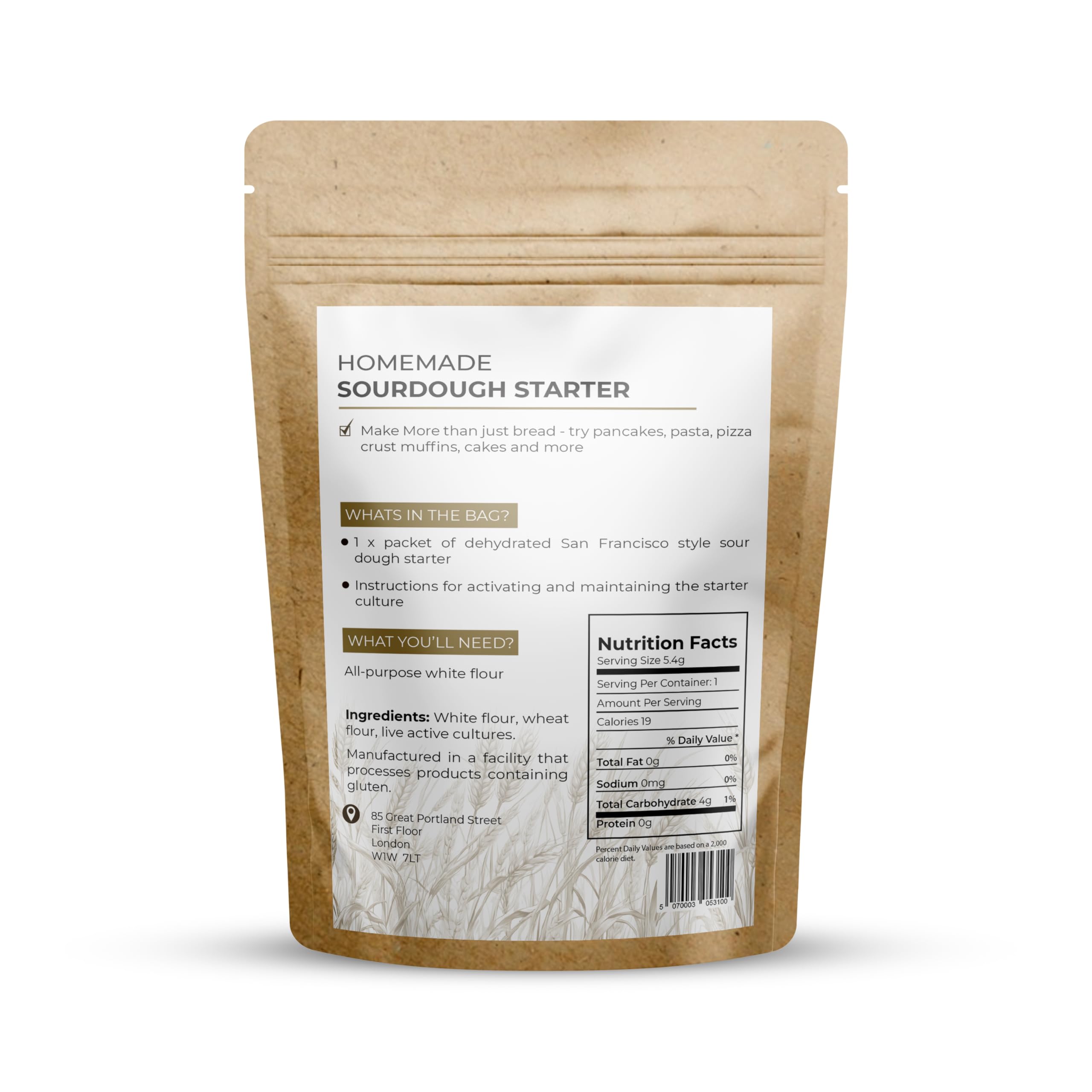 San Francisco Style Sourdough Starter Kit - Dehydrated 15.4g | Non-GMO Heirloom Live Culture | Artisan Bread Baking at Home | Perfect for Homemade Loaves, Pizza Dough & Pastries