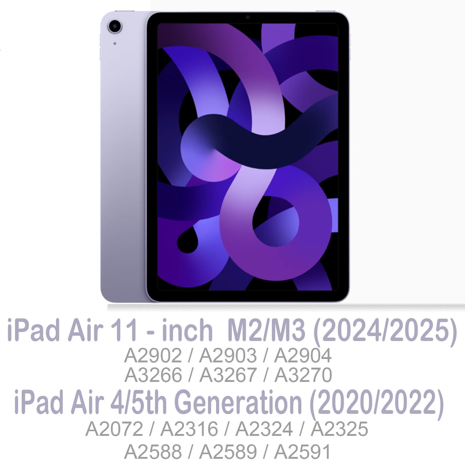 Slim Clear iPad Air Case for 11-inch M3 2025 / M2 2024 & 10.9-inch 5th/4th Gen (2020-2022) - Purple Floral Design with Pencil Holder & Auto Sleep/Wake | Perfect for Work, School & Travel Protection