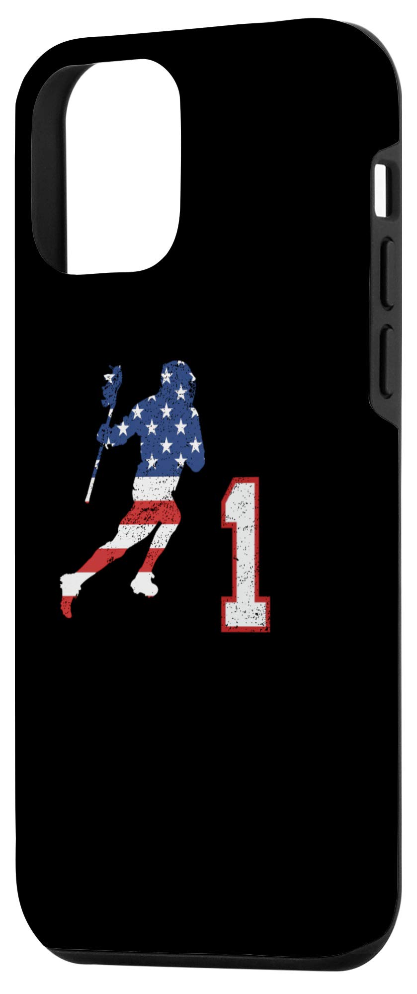 iPhone 12 Mini Lacrosse Player Phone Case with American USA Flag Design - Perfect for Sports Fans & Patriotic Protection