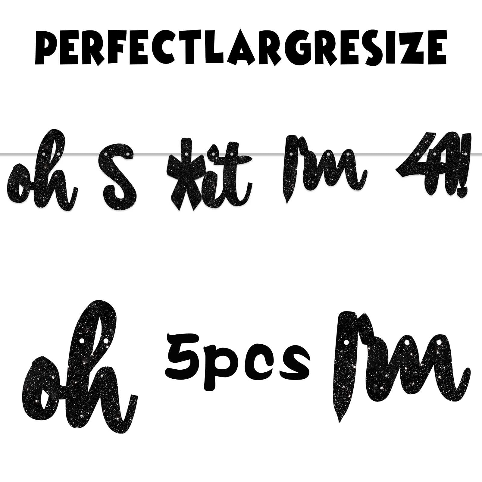 42nd Birthday Party Decorations Kit - Glitter Black 'Oh I'm 42!' Banner Backdrop, Flags & Photo Props for Men & Women - Perfect for 42nd Birthday Celebrations, Photo Studio Backdrops & Themed Party Decor