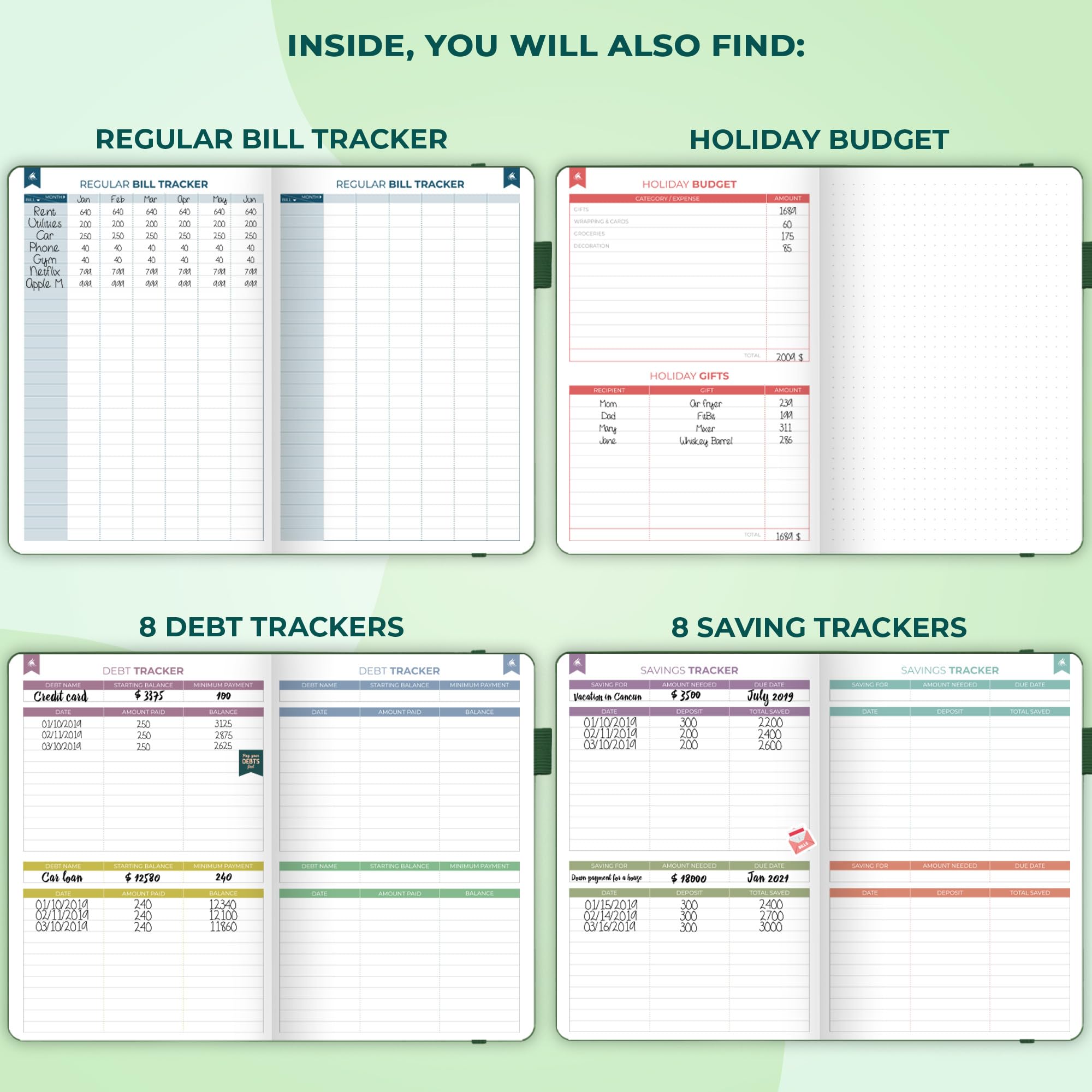 Clever Fox Budget Book 2.0 - Financial Planner for Beginners with Expense Tracker | Personal Finance & Bill Management (Dark Green)