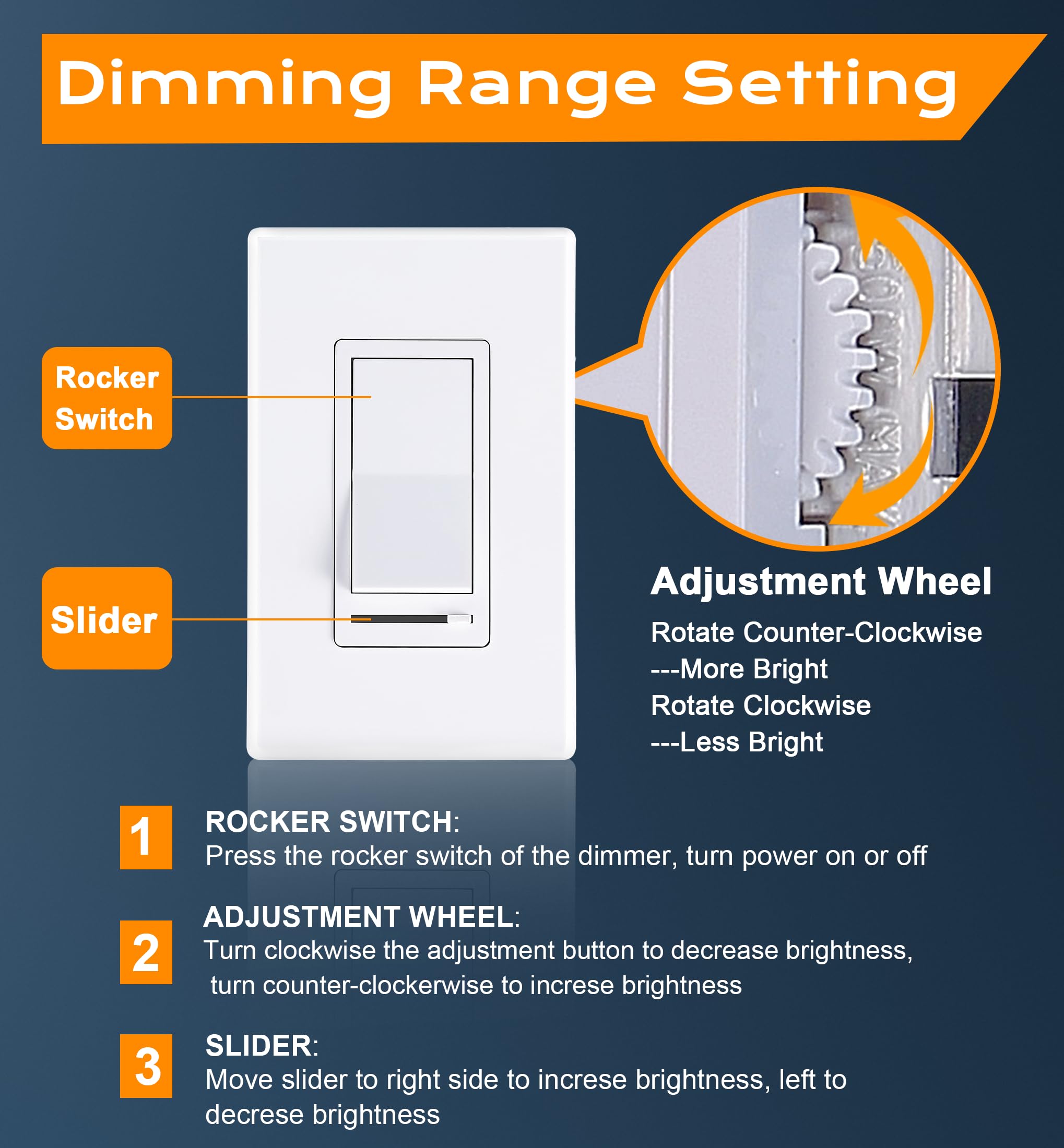 10 Pack Cloudy Bay 3-Way/Single Pole Dimmer Switch - Compatible with 150W LED/CFL & 600W Incandescent/Halogen Lights - Includes Wall Plates - Perfect for Home Lighting Control in Bedrooms, Living Rooms & Hallways