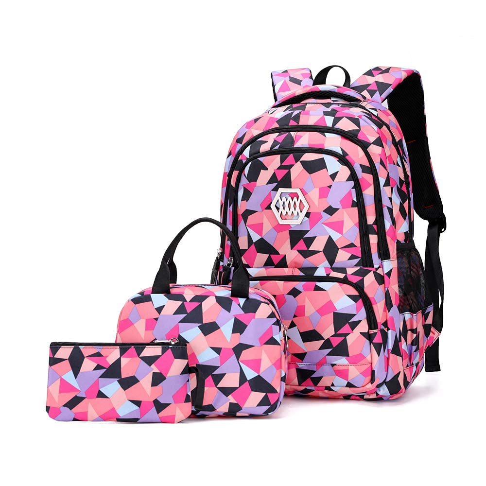 Geometric School Backpack for Boys & Girls - Space Print Bookbag for Elementary & Middle School Students - Perfect for Daily Use & Travel