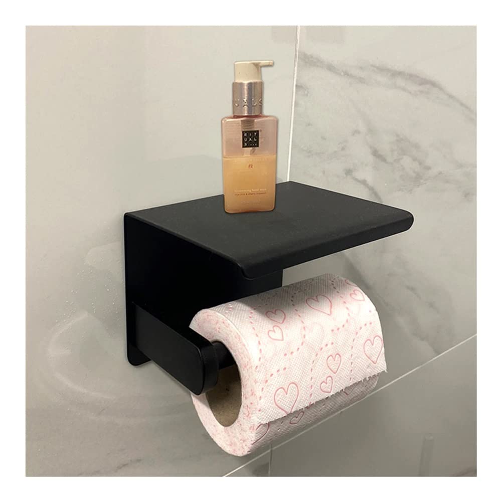 Stainless Steel Toilet Paper Holder & Paper Towel Holder - Wall Mount Bathroom Organizer with Shelf for WC, Phone & Towel Roll - Perfect for Modern Bathrooms, Powder Rooms & RVs