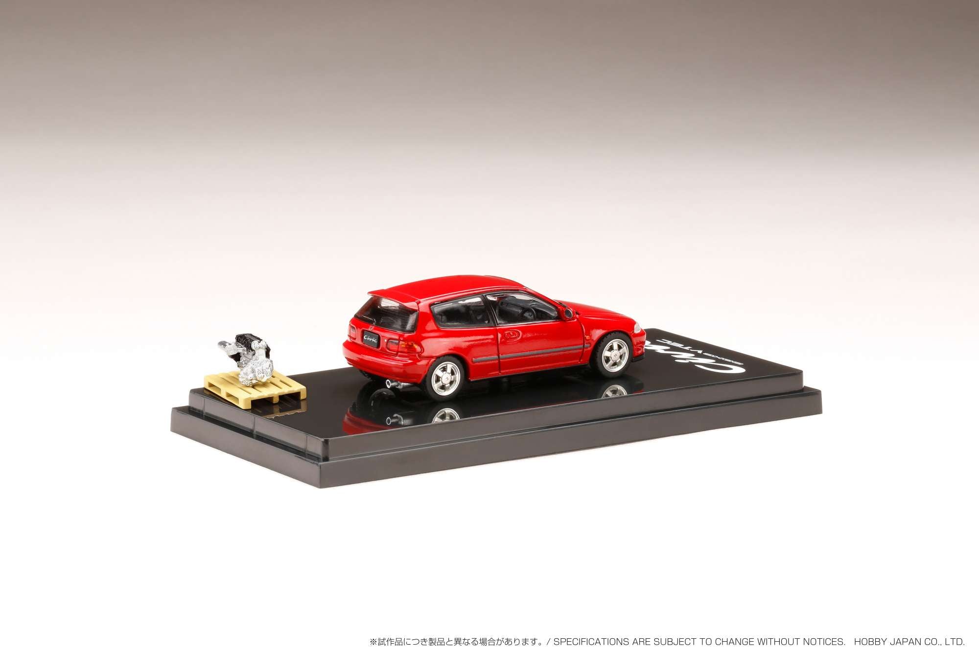 1:64 Scale Honda Civic EG6 SiR S Diecast Model Car with Detailed Engine Display - Milano Red - Collectible Toy for Car Enthusiasts & Hobbyists - Perfect for Display, Gifts, and Model Car Collections