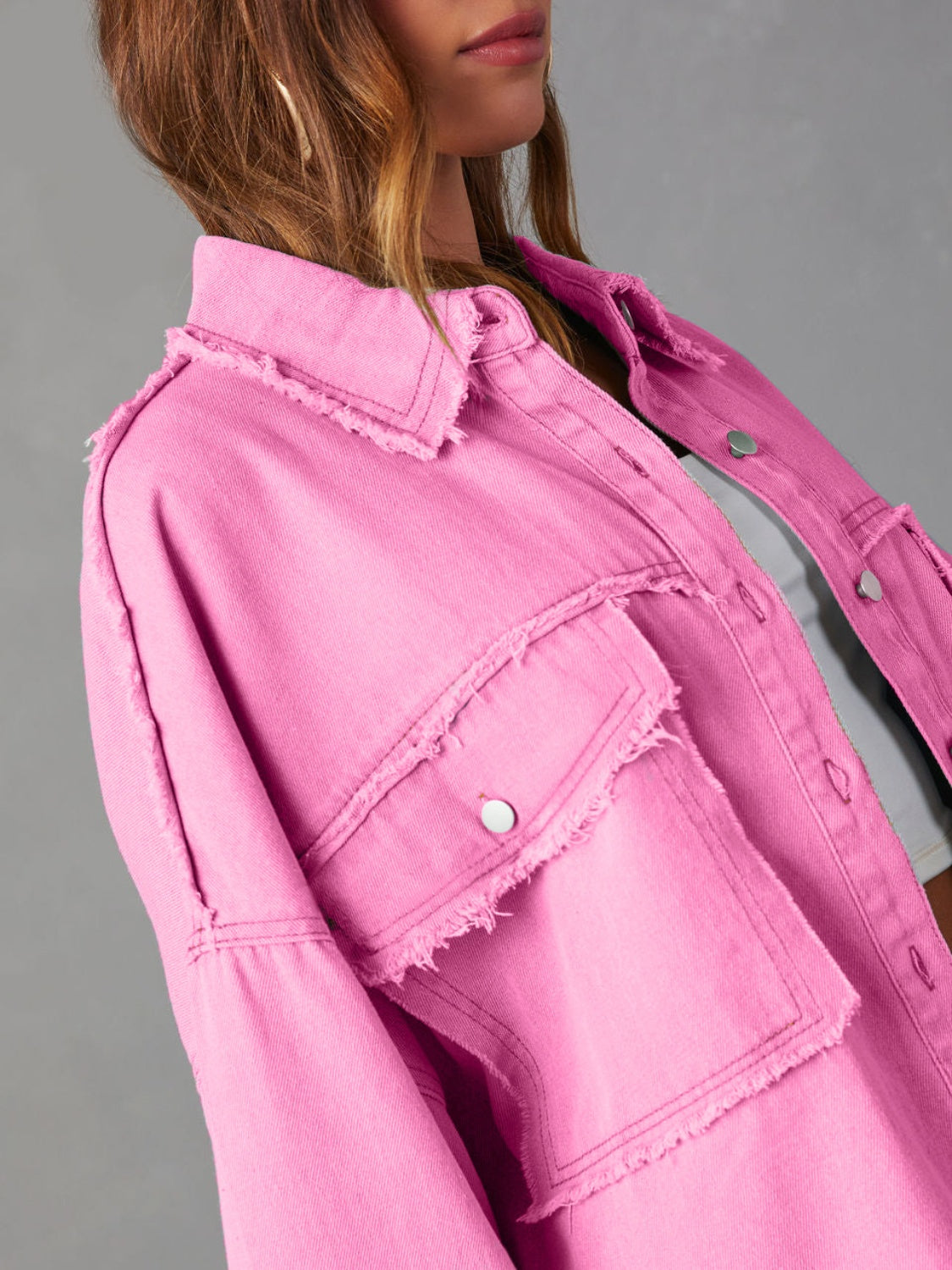 Trendy Dropped Shoulder Raw Hem Denim Jacket for Women - Casual Streetwear & Layering Essential | Perfect for Fall Outfits, Date Nights & Urban Fashion