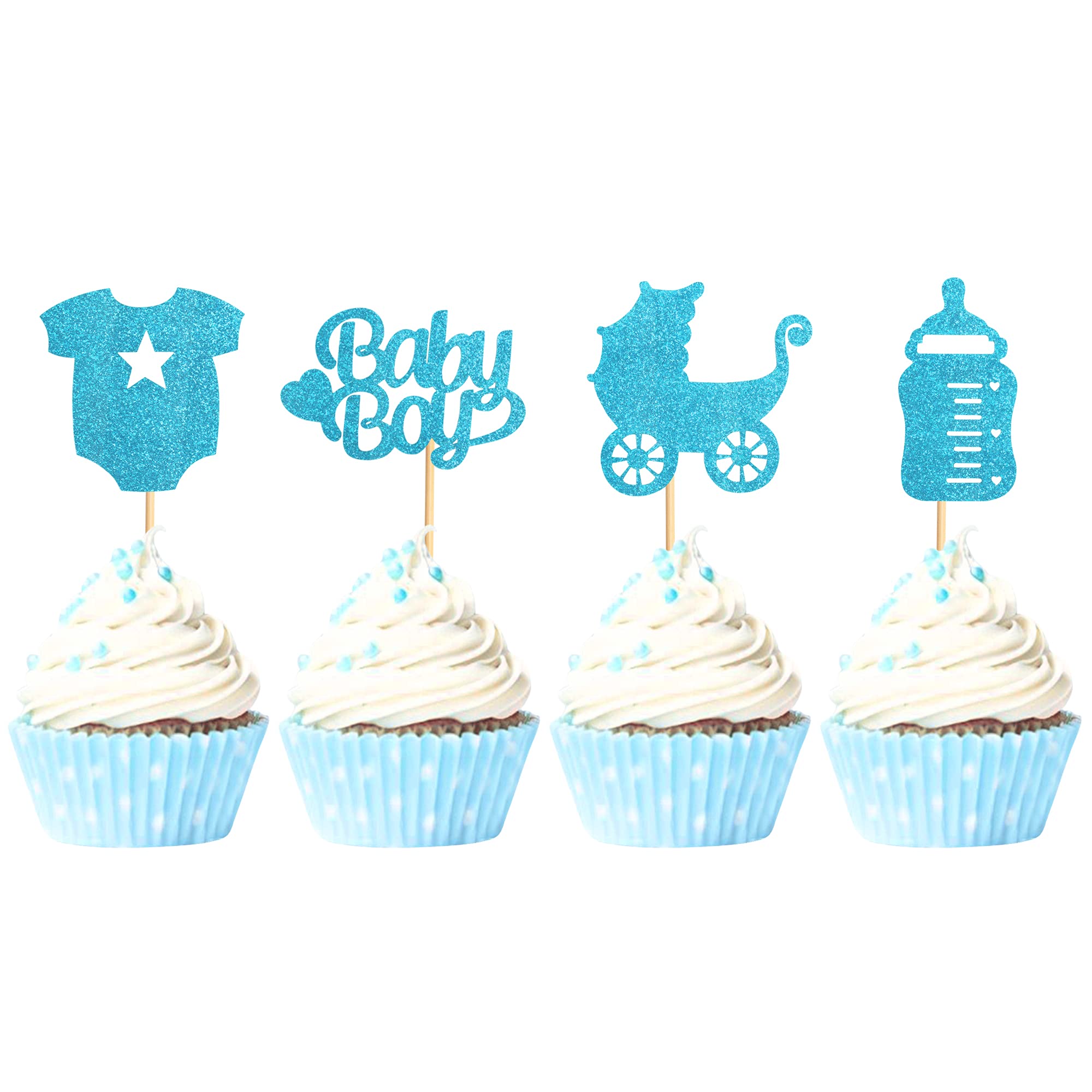 36 Pack Baby Shower Cupcake Toppers for Boys - Adorable Baby Shower Cake Decorations, Birthday Party Cupcake Picks - Perfect for Baby Showers, Gender Reveals & 1st Birthday Celebrations