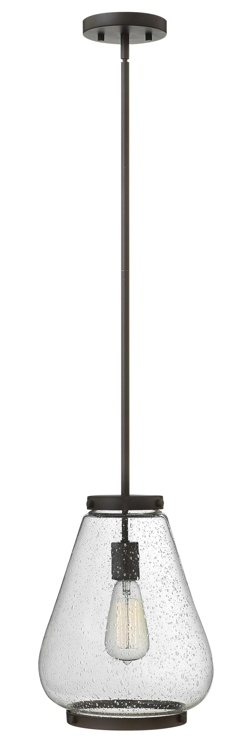 Hinkley 3684OZ Finley Collection Bronze/Dark Finish One Light Pendant - Vintage Industrial Lighting for Kitchen Island, Dining Room & Entryway