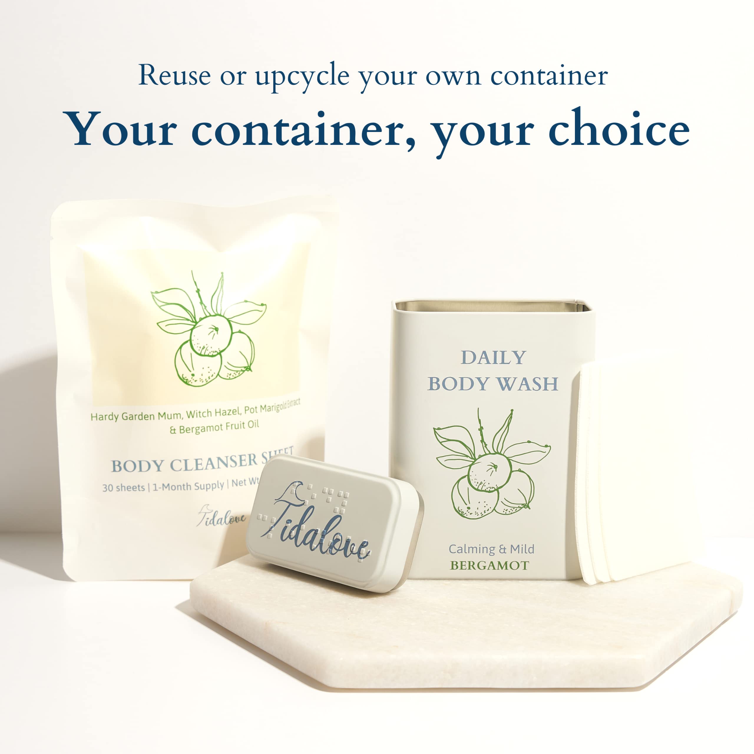 Tidalove Eco-Friendly Body Wash Sheets - 30 Pre-Portioned Sheets (60 Washes) | Zero Waste, Vegan, Paraben & SLS Free, Cruelty-Free | Travel, Camping & Gym Essential | Sustainable Shower Alternative