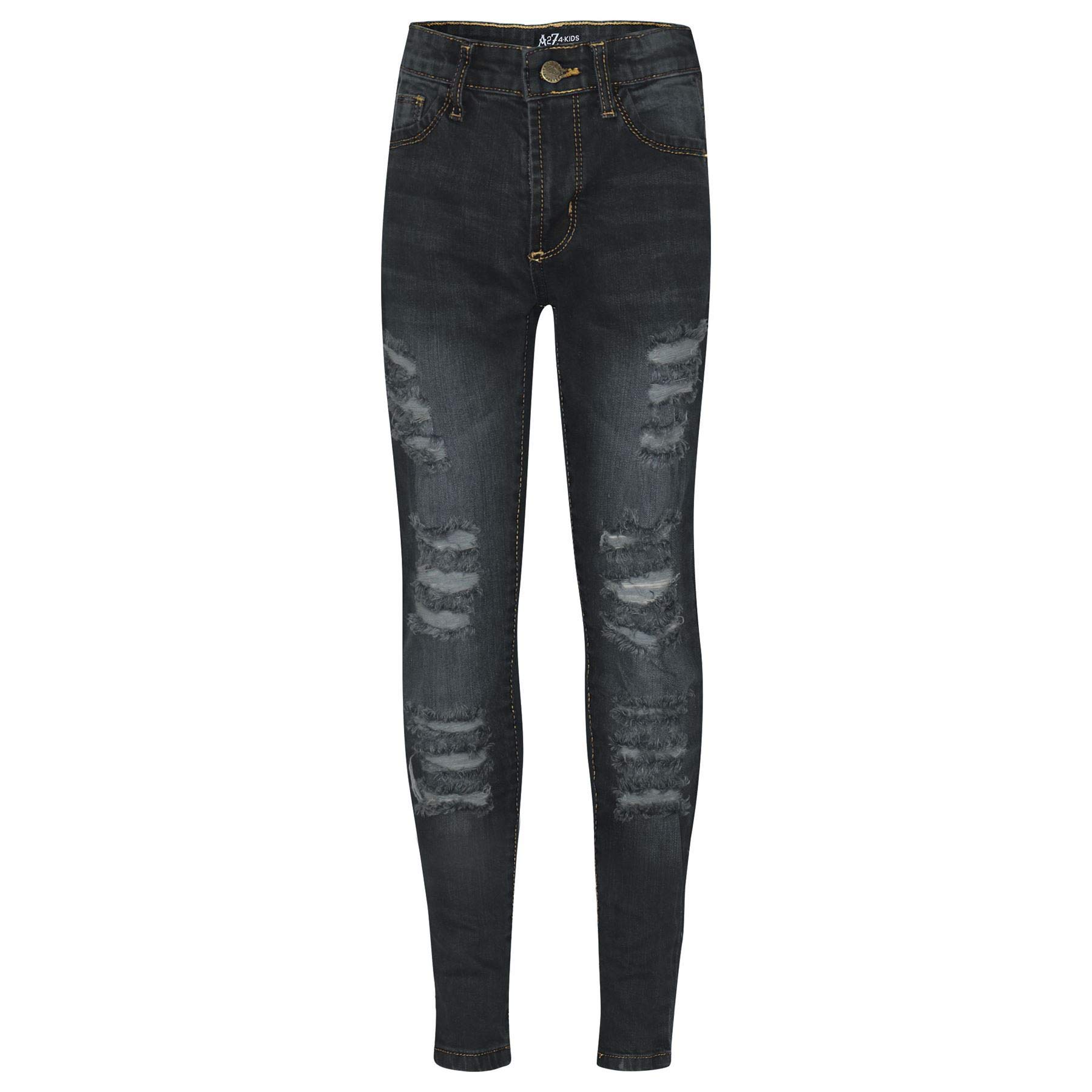 A2Z Girls' Ripped Skinny Jeans for Kids - Stretch Denim Pants in Black, Lightweight & Comfortable, Ages 3-14 Years | Trendy Outfit for School, Playdates & Casual Wear