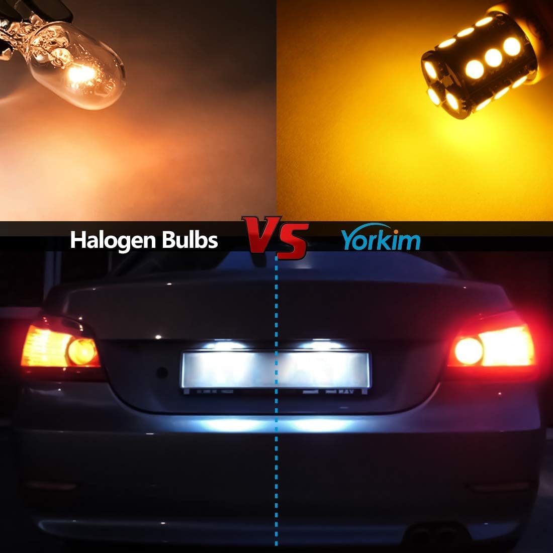 Yorkim 3157 LED Light Bulbs Amber Bright - 3056 3156 3156A 3057 4057 3157 4157 T25 LED Bulbs for Brake Lights, Backup Reverse Lights, Tail Lights - Pack of 2 - Perfect for Car, Truck, SUV, and Motorcycle Lighting Upgrades