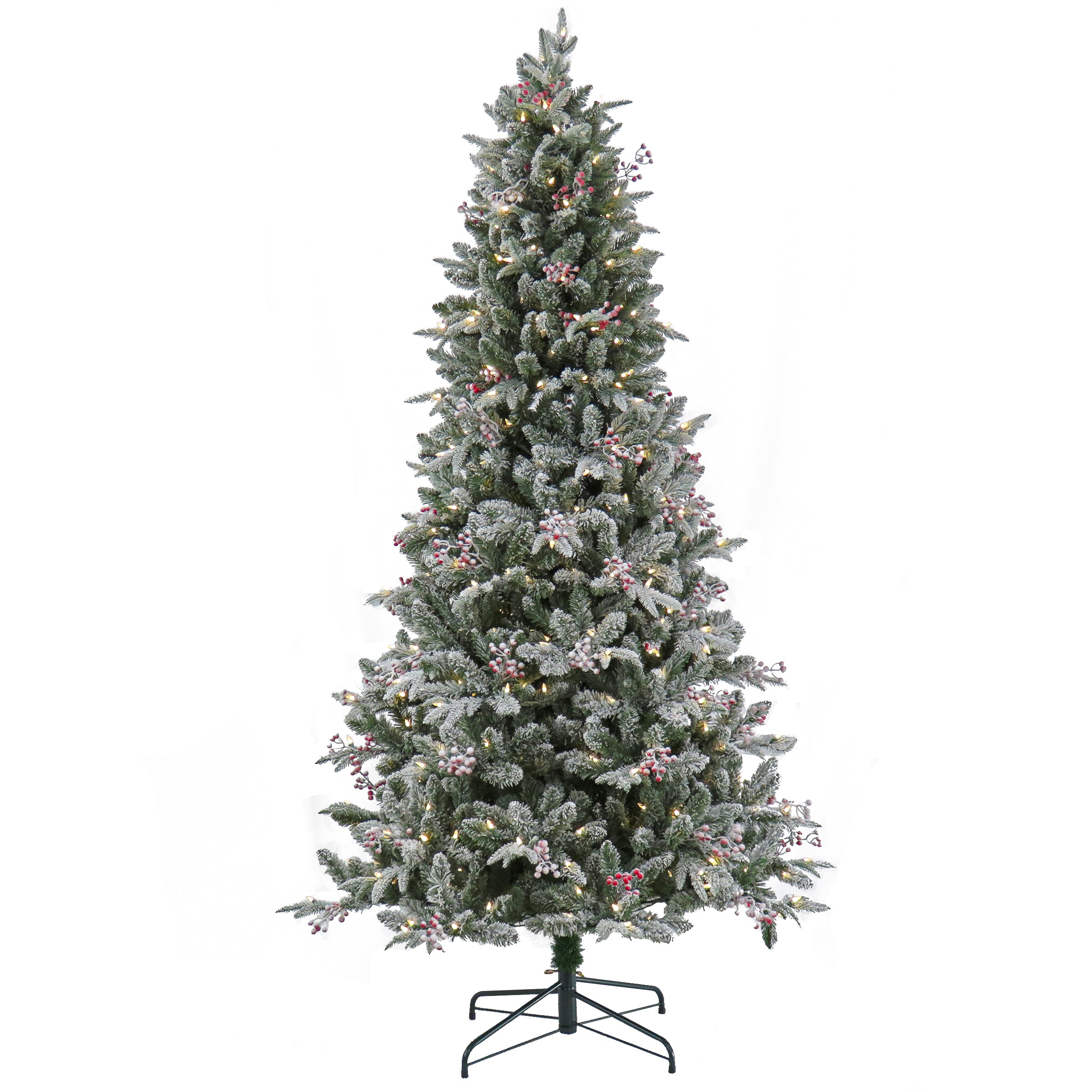 7.5 ft Pre-Lit Snowy Poechmann Fir Artificial Christmas Tree with Warm White LED Lights - Perfect for Living Room, Office & Holiday Decor