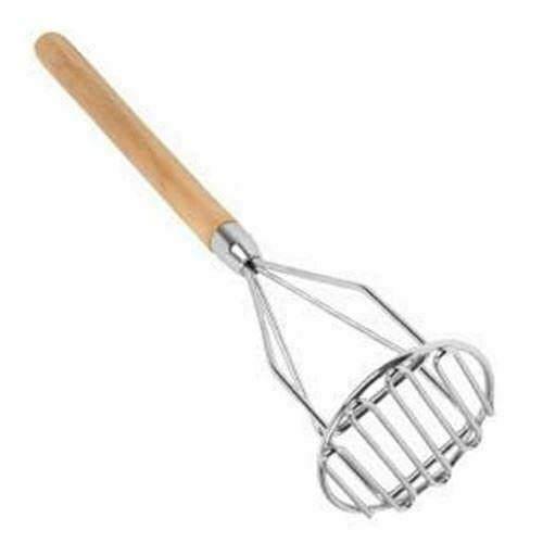 StateOJ Large Wooden Handle Potato Masher - Heavy Duty Kitchen Tool for Smooth Mashed Potatoes, Perfect for Thanksgiving, Family Dinners & Restaurant Use