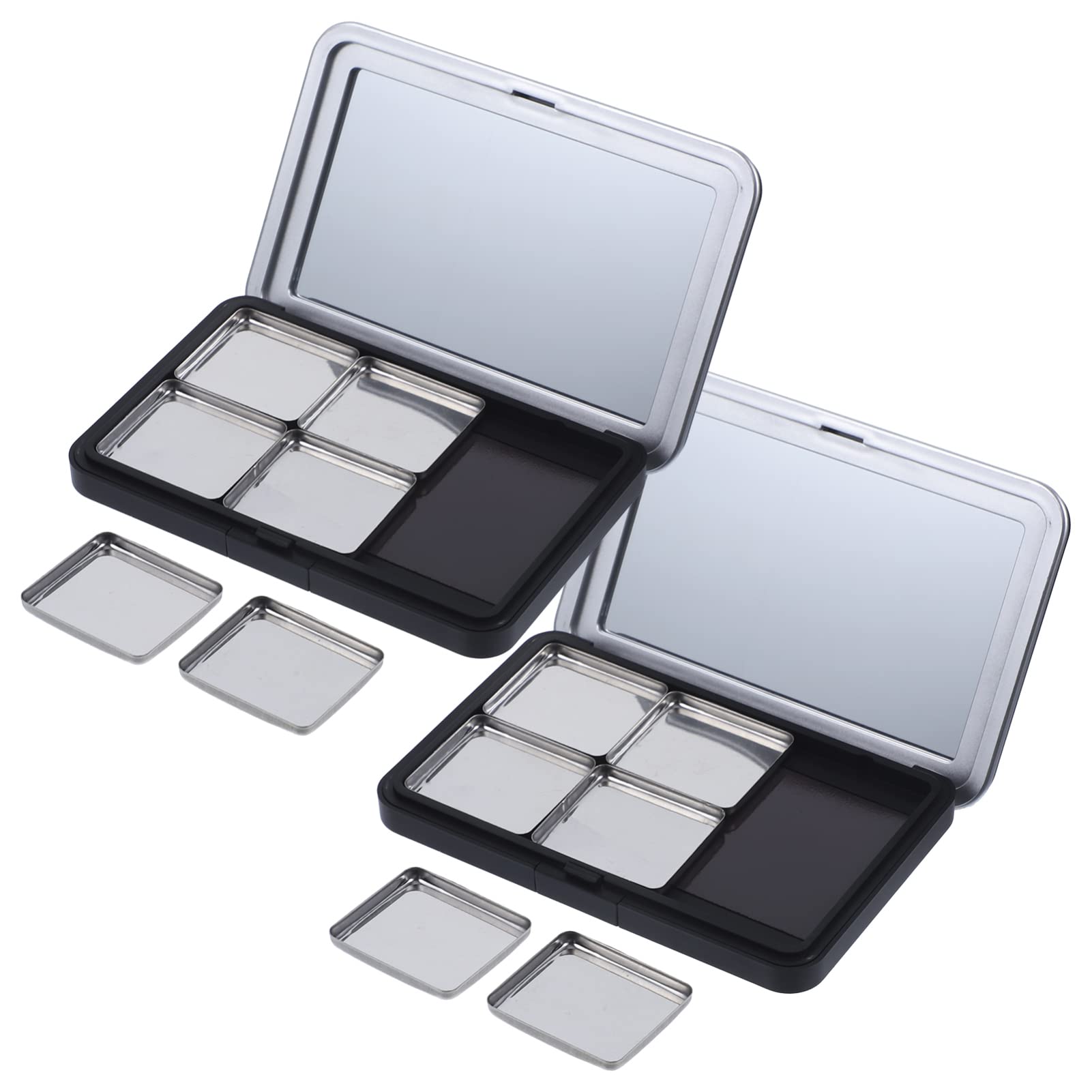Magnetic Refillable Makeup Palette with Mirror - Empty Eyeshadow & Lipstick Palette for Custom Blush, Powder & Eyeshadow - 2PCS - Perfect for Travel & Professional Makeup Artists