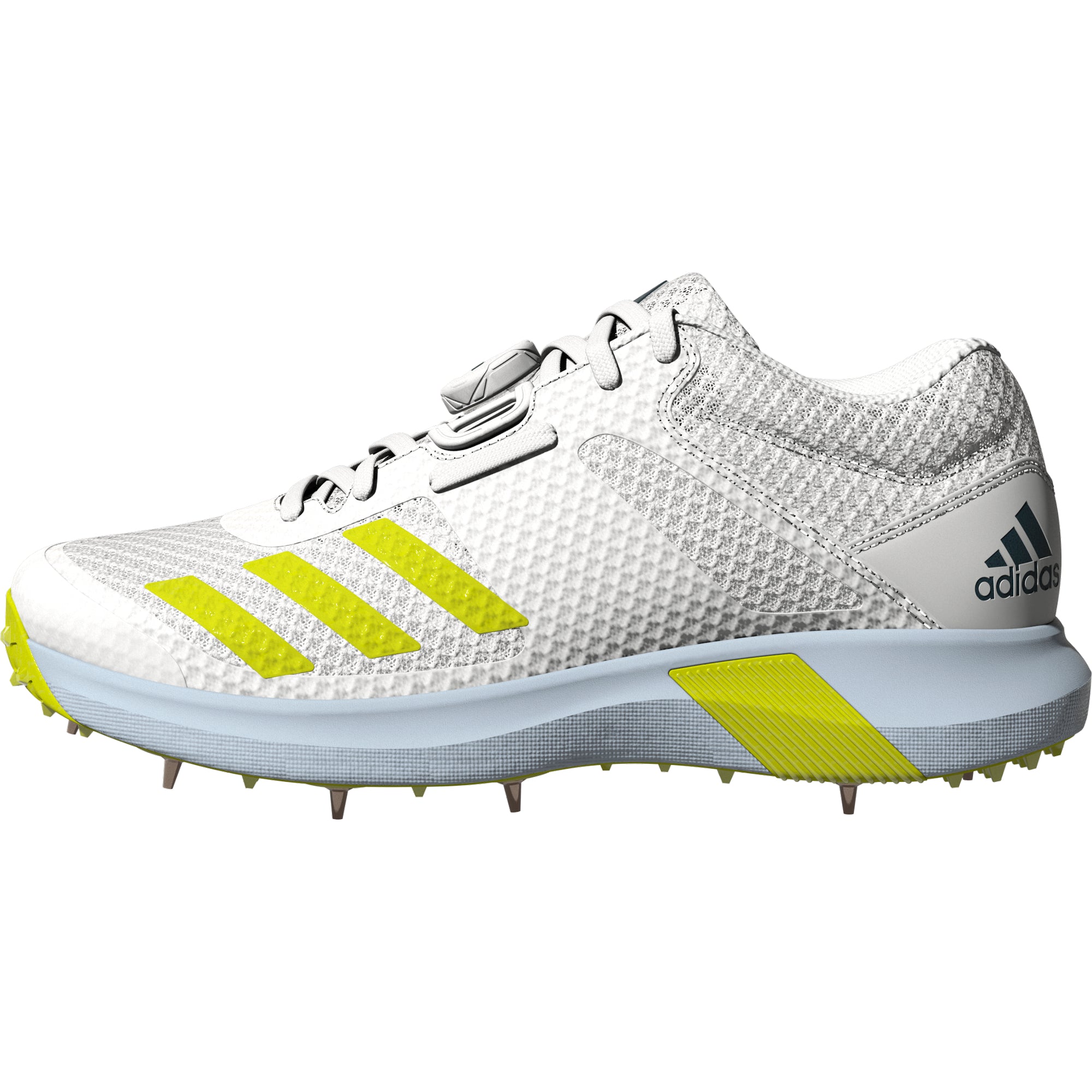 Adidas Adipower Vector MID Cricket Shoes - White & Yellow for Men | Lightweight & Durable for Professional Matches & Training