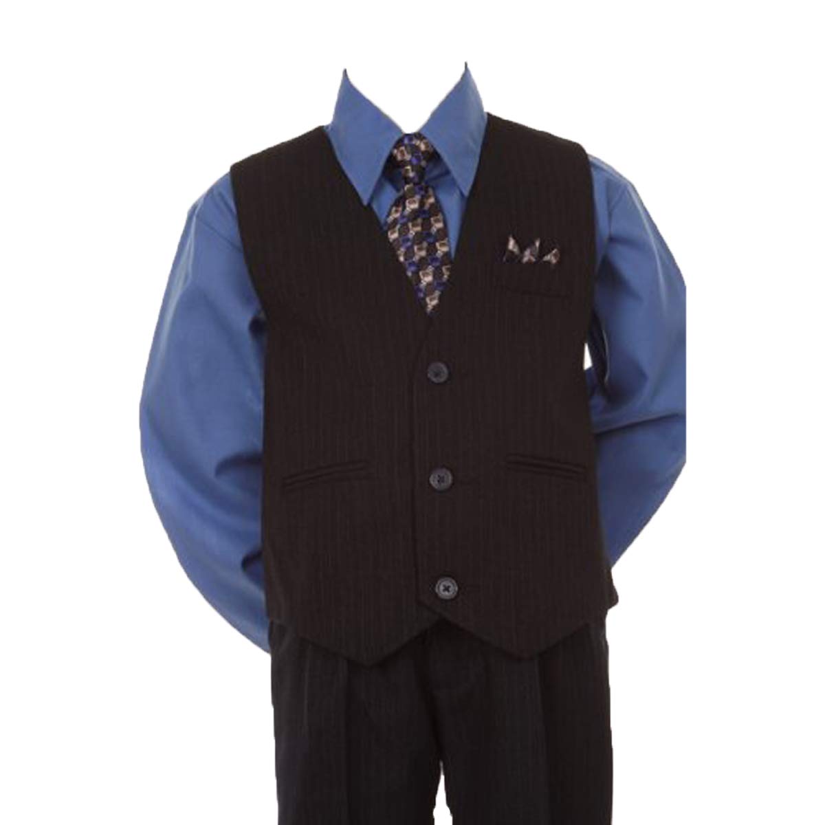 Stylish Baby Boy Dress Suit Outfit - Pant, Vest & Tie Set for Formal Occasions - Navy/Vic Blue - Sizes Newborn to 7