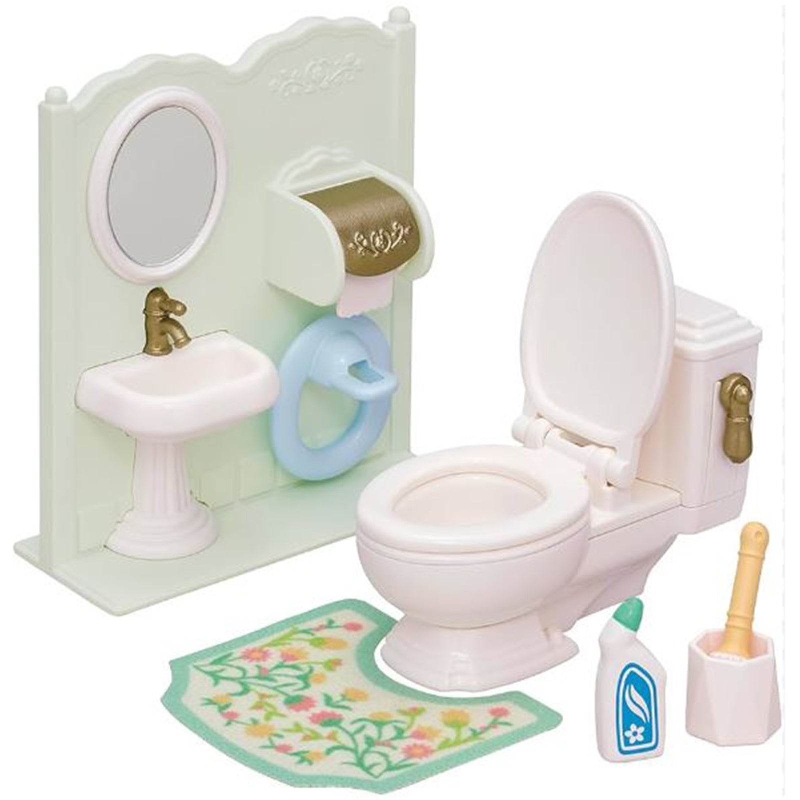 Calico Critters Toilet Set CC2163 - Miniature Bathroom Accessories for Dollhouse Play | Perfect for Sylvanian Families Collectors & Kids Pretend Play
