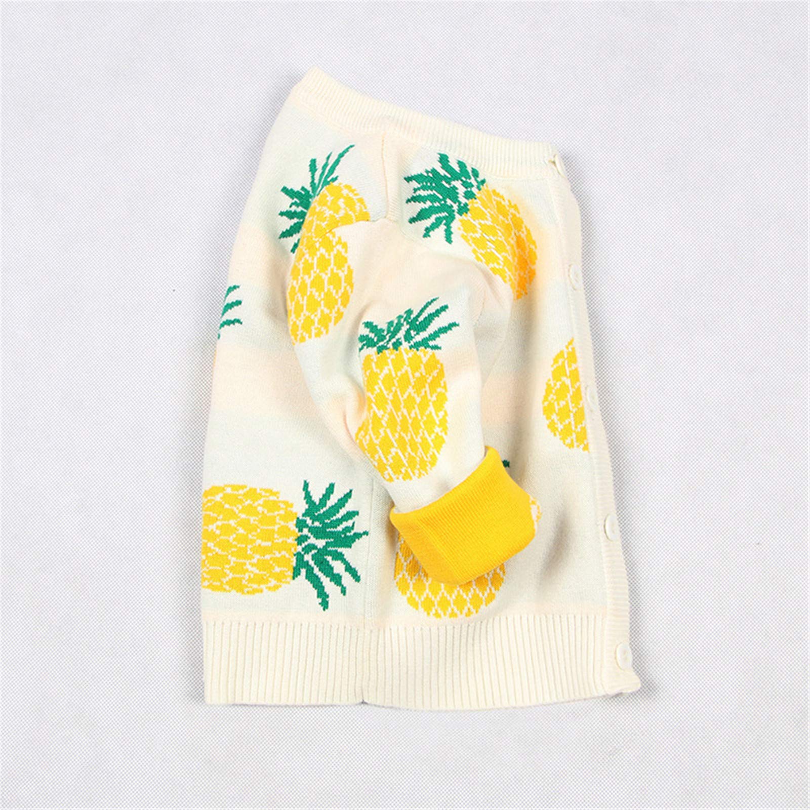 **Pineapple Print Girls Cardigan - Spring Toddler Sweater, Single Breasted Kids Clothing for School & Playtime**