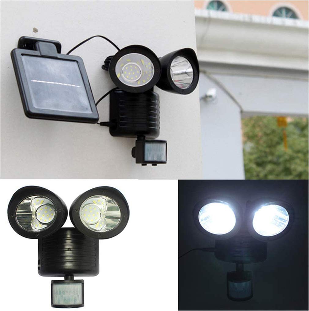 22 LED Solar Outdoor Lights - Waterproof Double Head Motion Sensor Spotlight for Garden, Pathway, Garage & Wall - Solar Flood Light for Home Security & Landscape Lighting