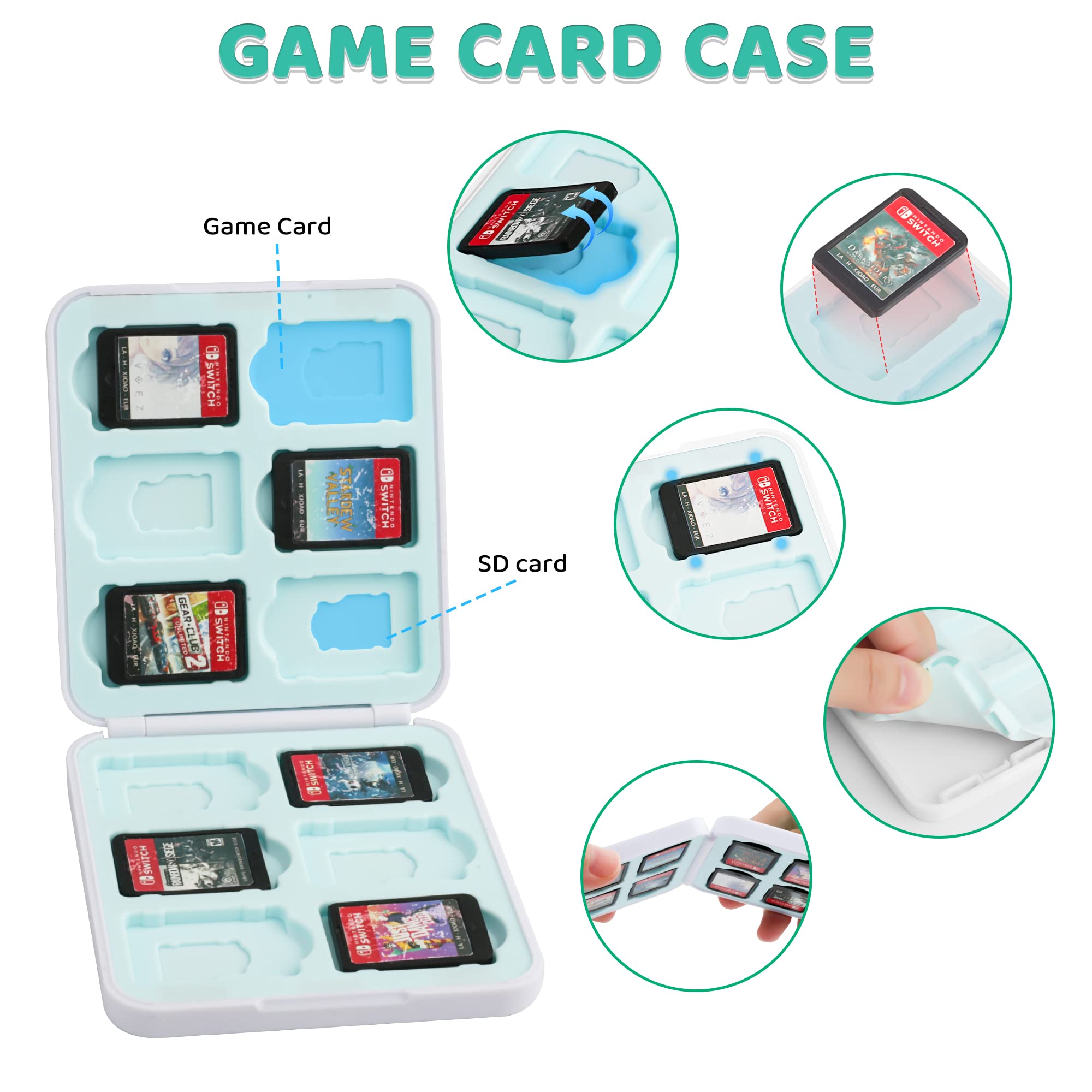 Premium Nintendo Switch & OLED Travel Case Bundle - Durable Protective Carrying Case with Strap, Game Card Holder & Thumb Grips - Perfect for Animal Crossing Fans & On-the-Go Gaming (Green) | Ideal for Travel, Commuting & Home Storage