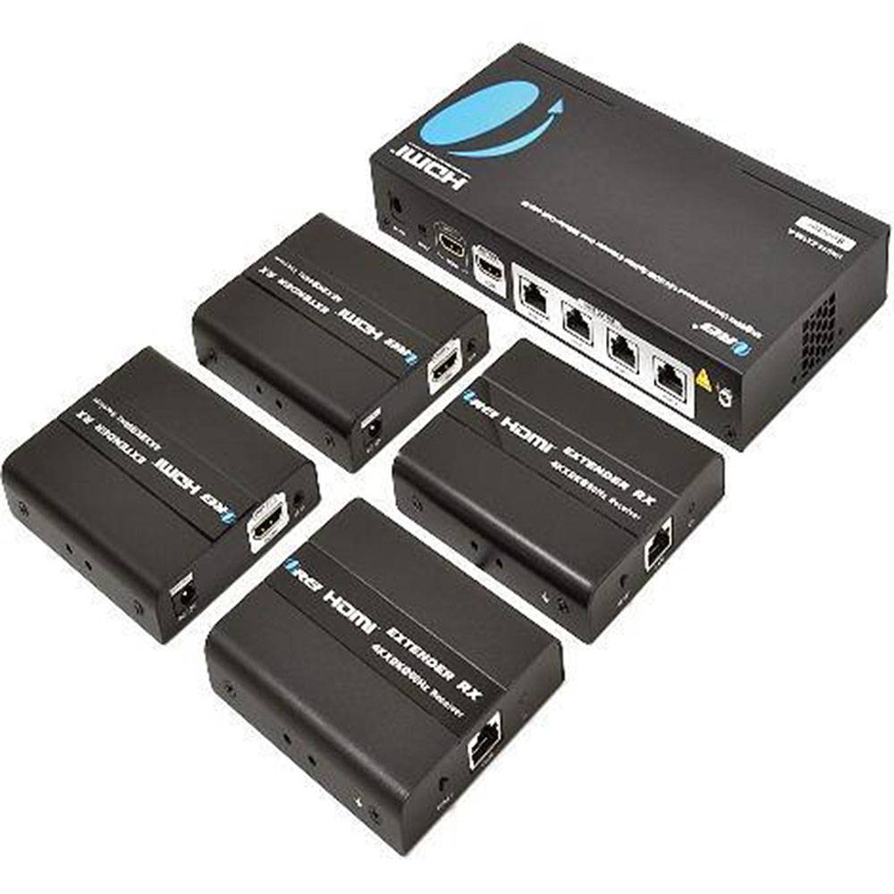 4K Ultra HD 1x4 HDMI Splitter Extender Over CAT6/7 Cable - Supports 100ft Transmission with Loop Out, IR Blaster & EDID Management (UHD14 EX100 K) - Perfect for Home Theater, Gaming Setup and Conference Room AV Systems
