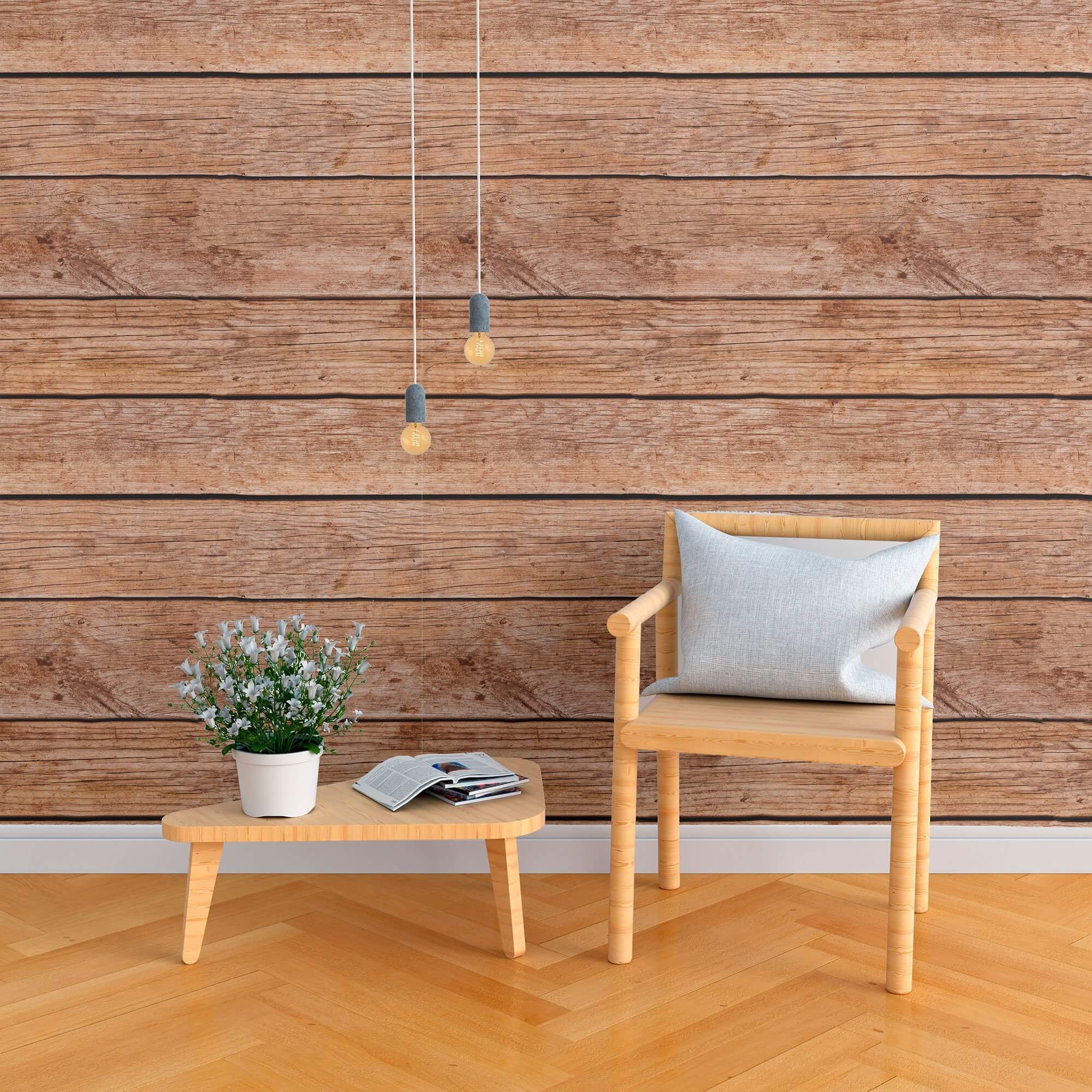 Brown Shiplap Peel and Stick Removable Wallpaper - Self-Adhesive Wall Covering for Bedroom, Living Room, Kitchen Decor - Easy to Install & Remove - 289a